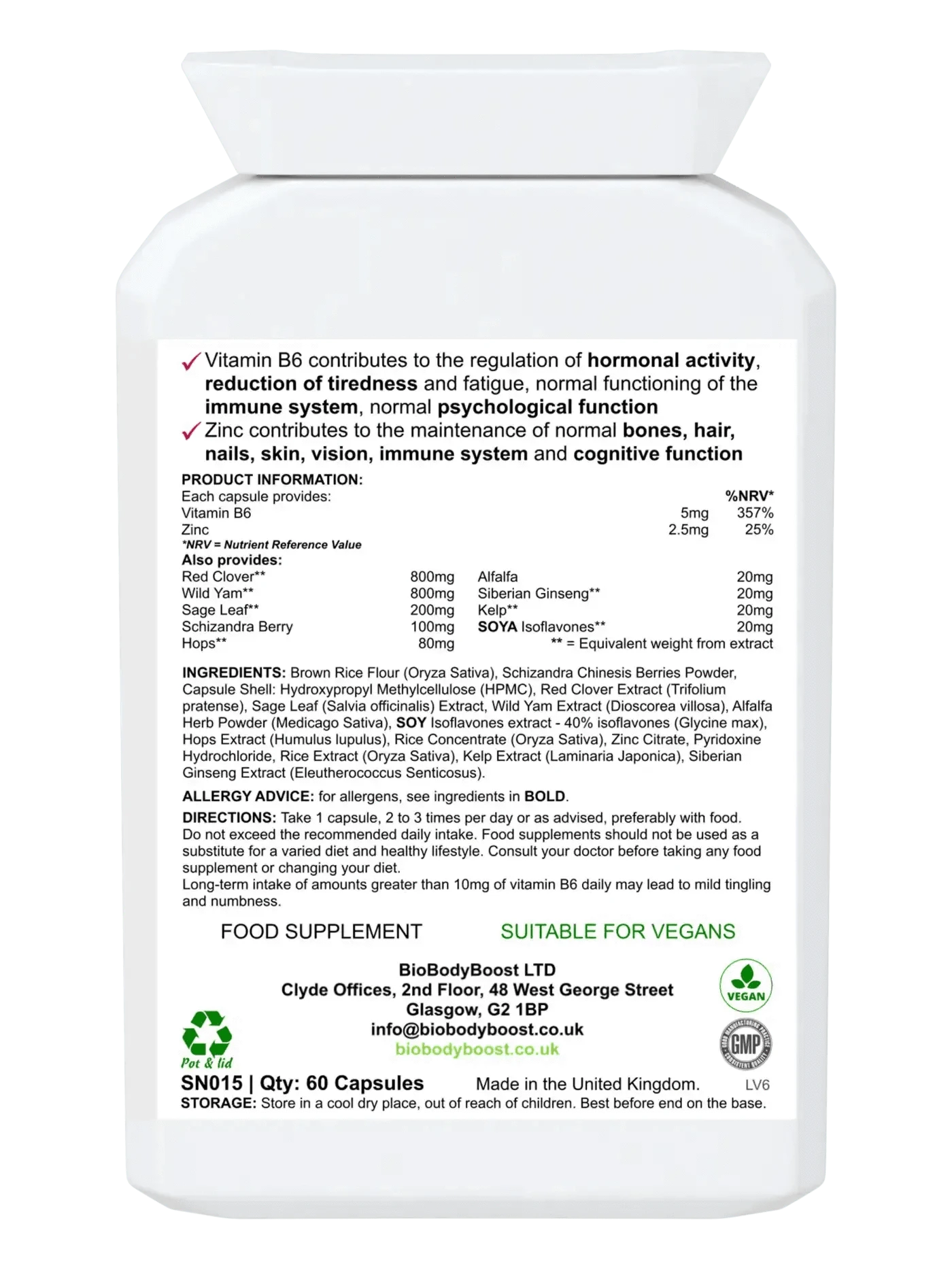 BioBodyBoost Menopause Supplements BioFem - Herbal Menopause Supplement