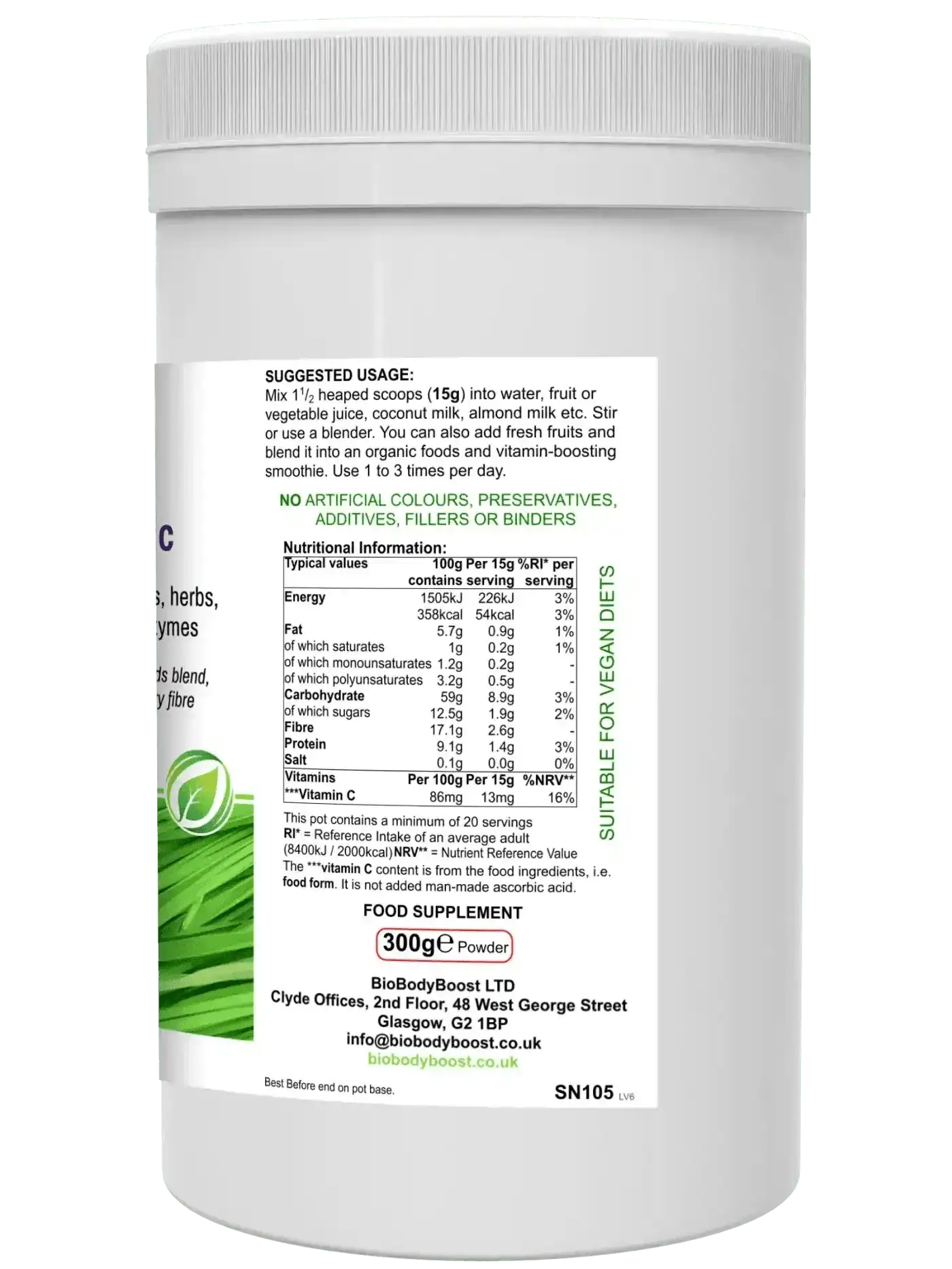 BioBodyBoost Nutrition Drinks & Shakes BioGreenz Organic Green Meal Shake - Complete Plant-Based Nutrition