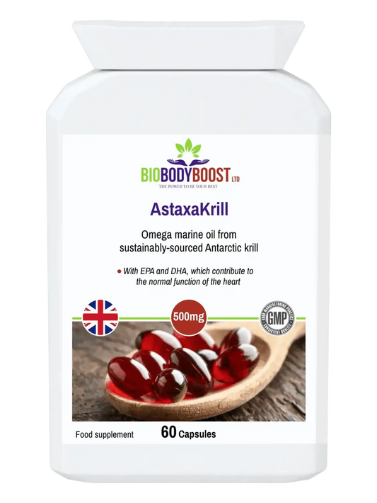 BioBodyBoost Omega Oils AstaxaKrill Antarctic Krill Oil 500mg - 60 Capsules