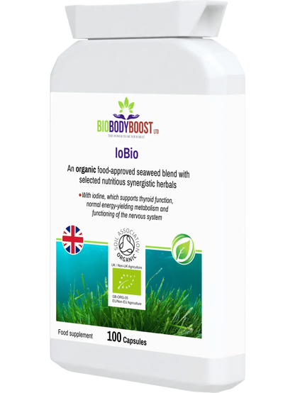 BioBodyBoost IoBio organic seaweed capsules with iodine for thyroid support and nervous system function