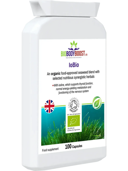 BioBodyBoost IoBio Organic Seaweed Capsules for thyroid support and energy metabolism, 100 capsules