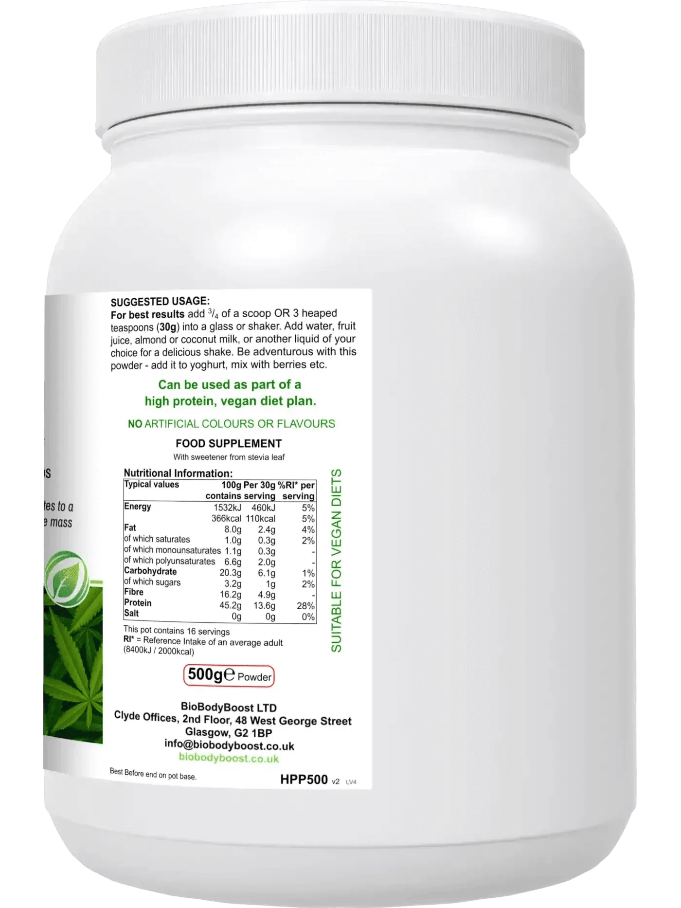 BioBodyBoost Protein Powders HyperHemp - Vegan Hemp Protein Powder