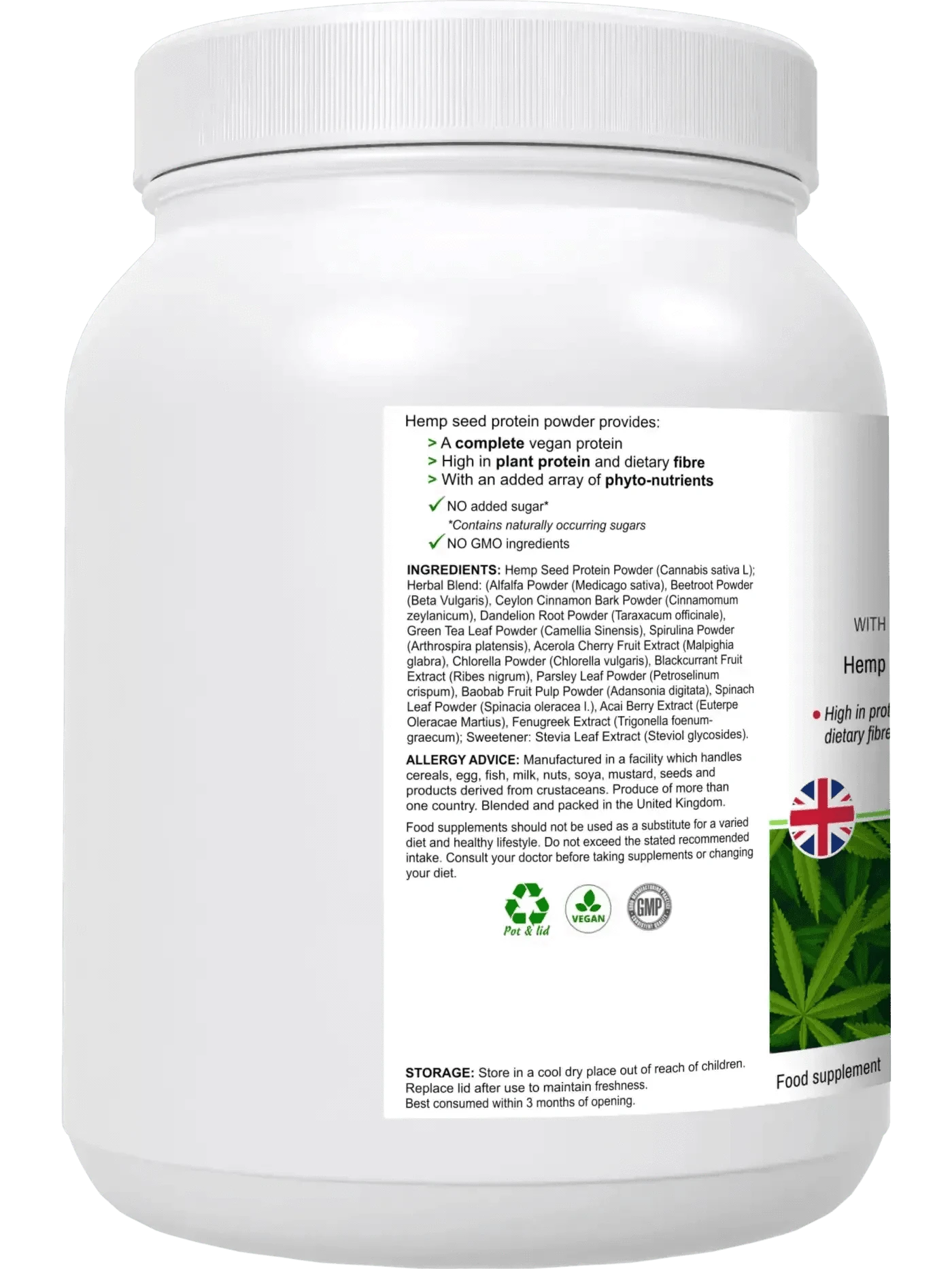 BioBodyBoost Protein Powders HyperHemp Vegan Hemp Protein Powder – 500 g | Plant‑Based, High Protein, UK‑Made
