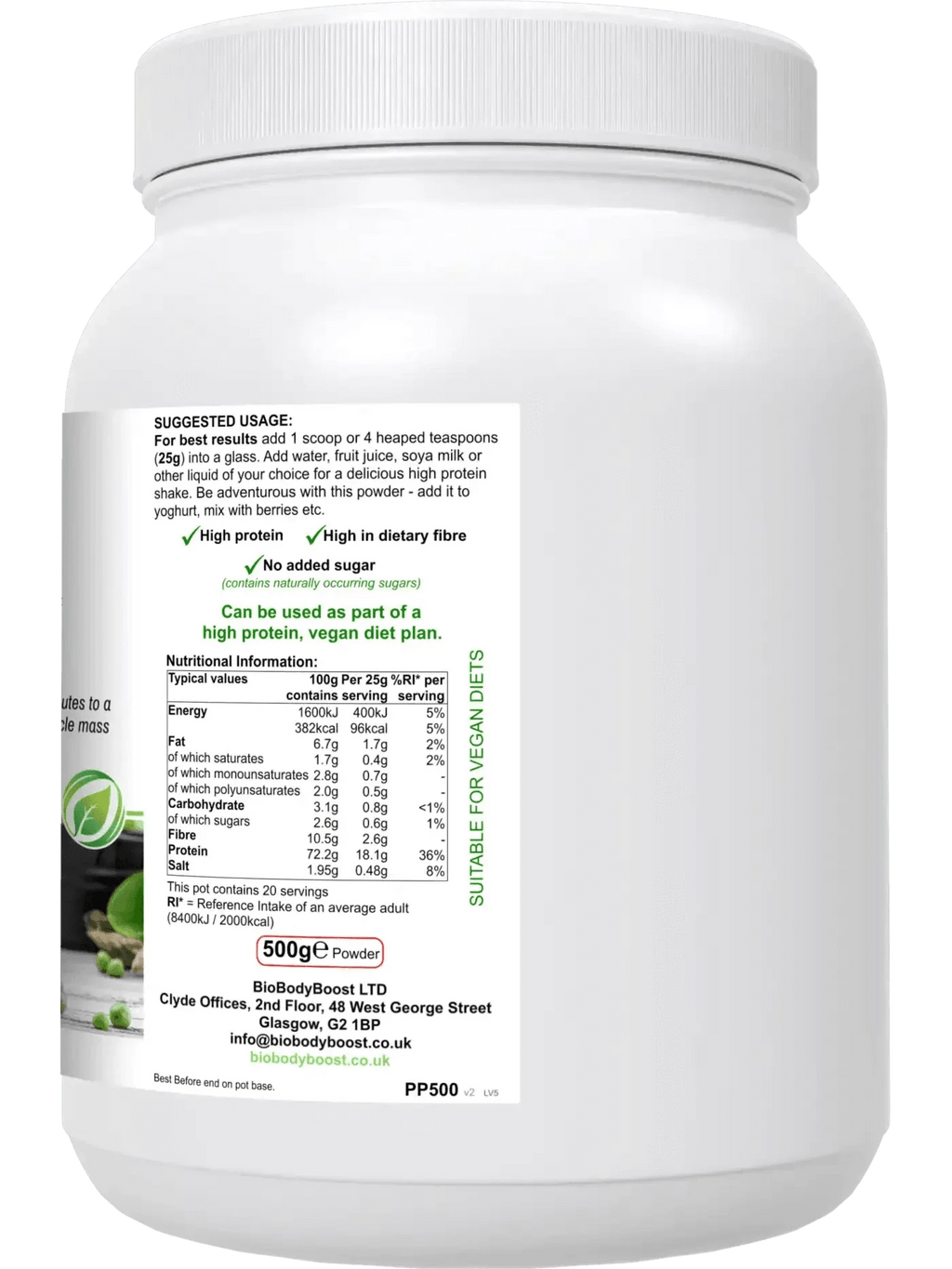 BioBodyBoost Protein Powders PeaPro - High Protein Vegan Pea Protein Powder