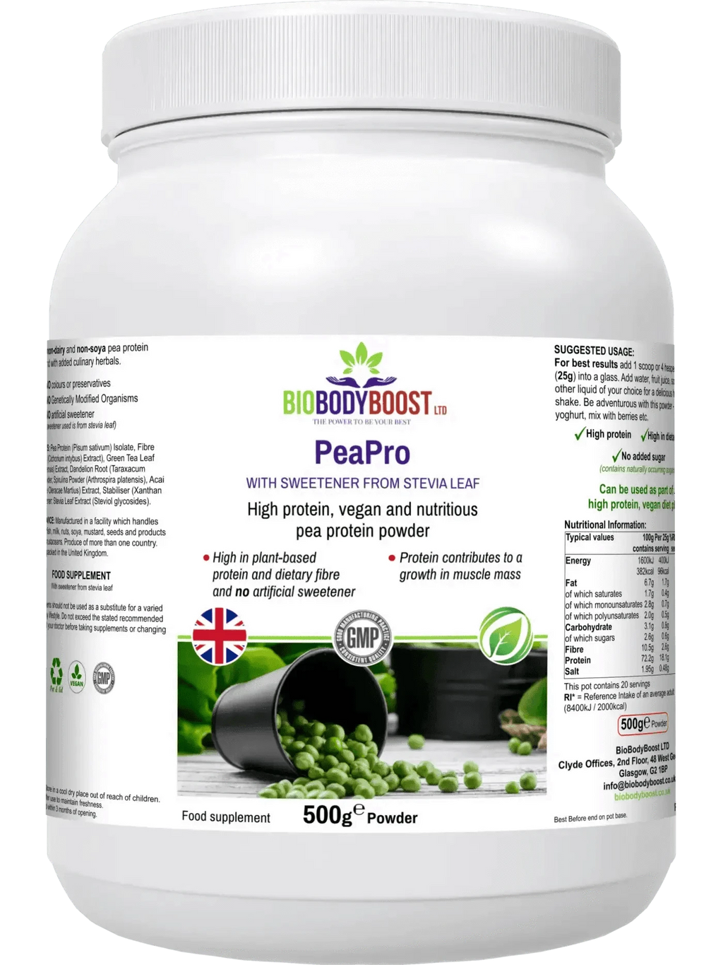 BioBodyBoost Protein Powders PeaPro - High Protein Vegan Pea Protein Powder