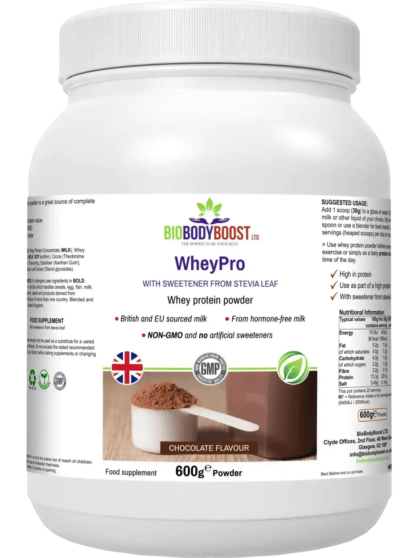 BioBodyBoost Protein Powders WheyPro - Chocolate Whey Protein Powder