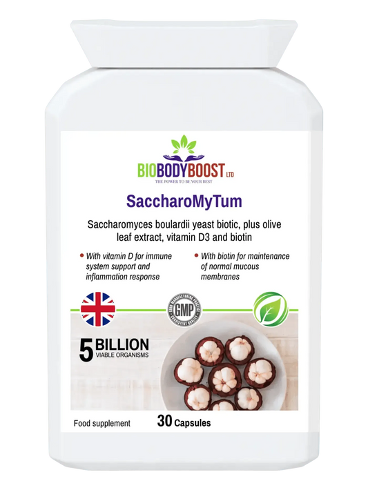 BioBodyBoost SaccharoMyTum Digestive Supplements with Saccharomyces Boulardii and immune support ingredients