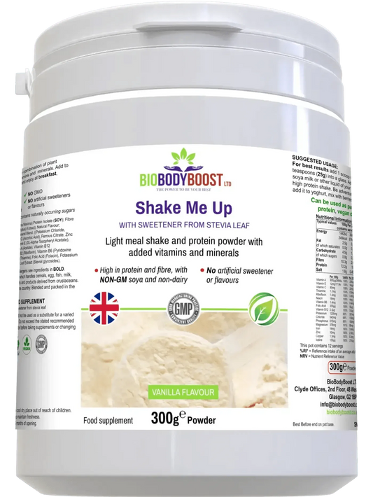 BioBodyBoost Vanilla - Vegan Meal Shake in powder form with added vitamins and minerals