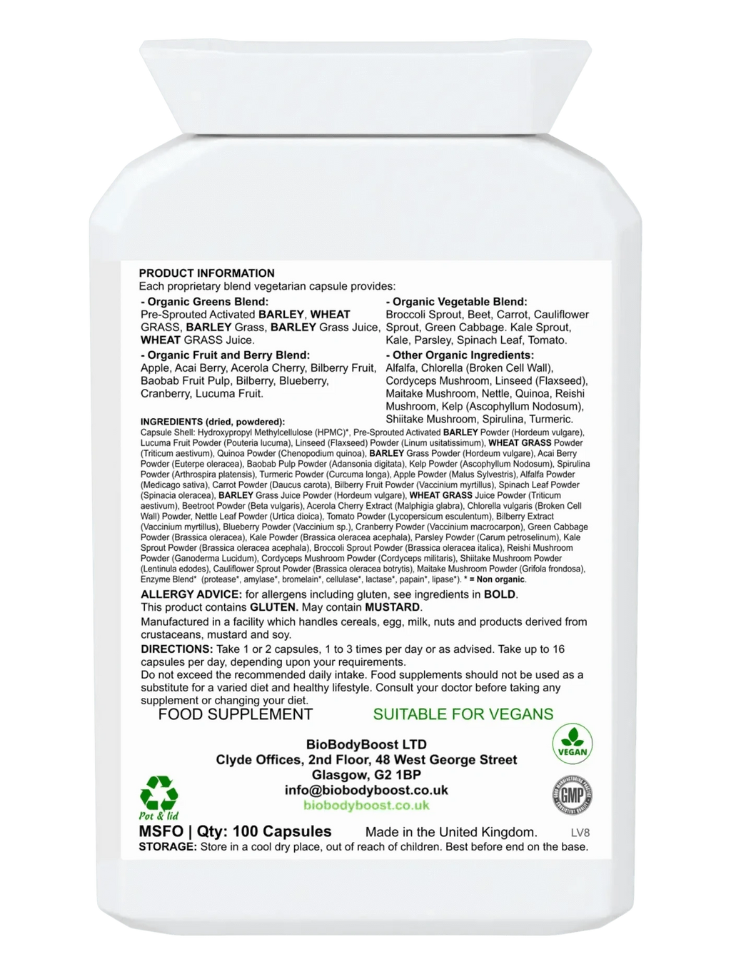 BioBodyBoost Vitamins & Supplements BioBodyBoost Organic Food Form Greens Supplements
