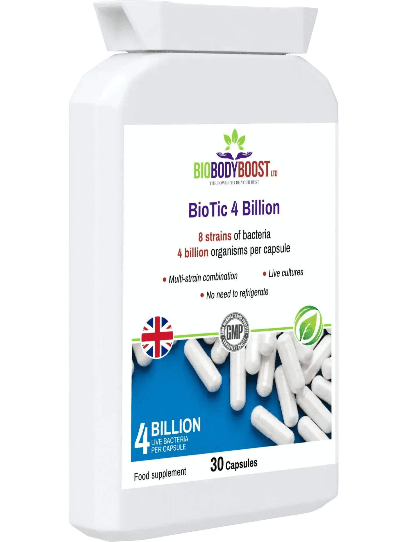 BioBodyBoost Vitamins & Supplements BioTic 4 Billion - Multi-Strain Probiotic