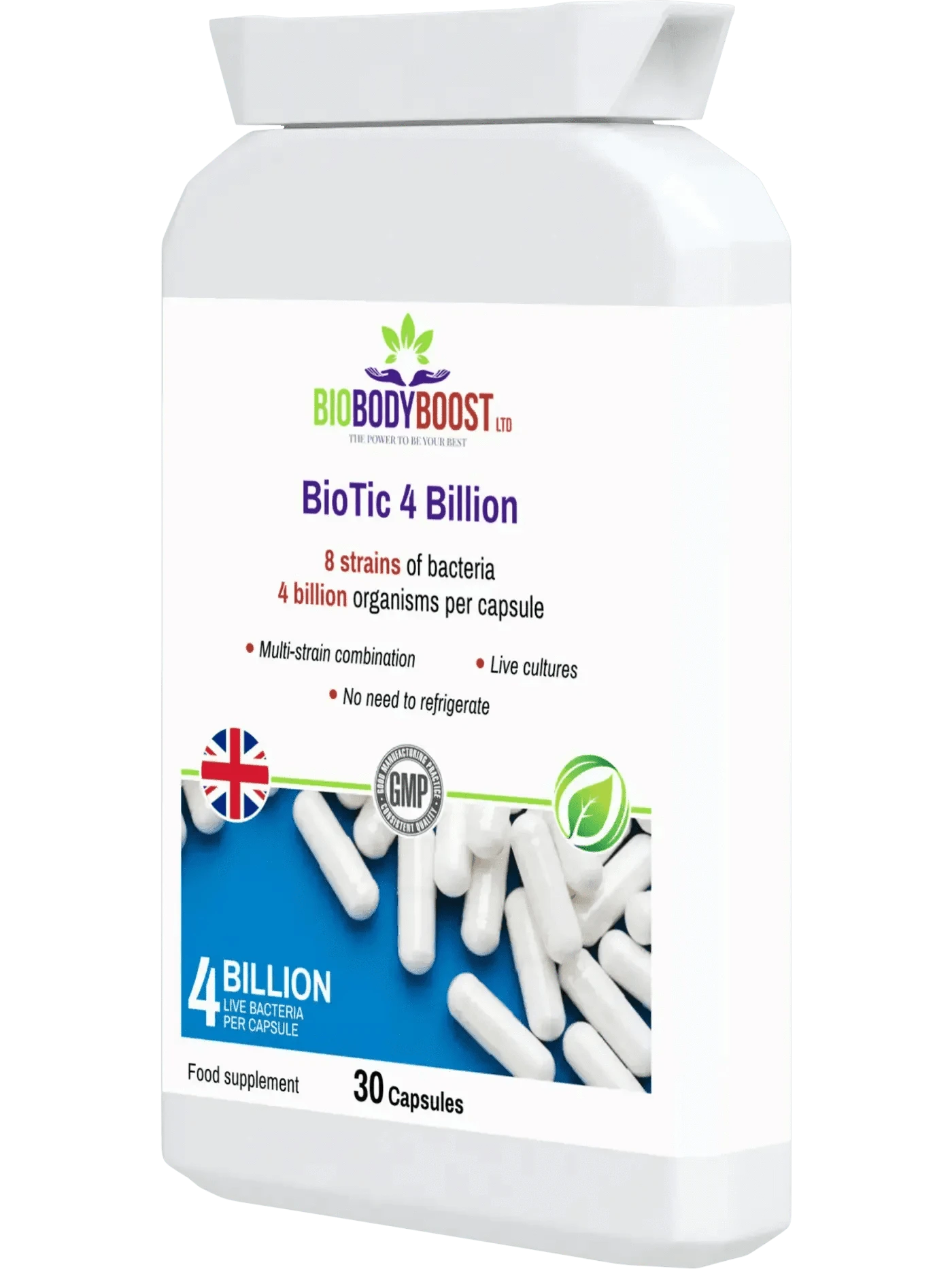 BioBodyBoost Vitamins & Supplements BioTic 4 Billion - Multi-Strain Probiotic