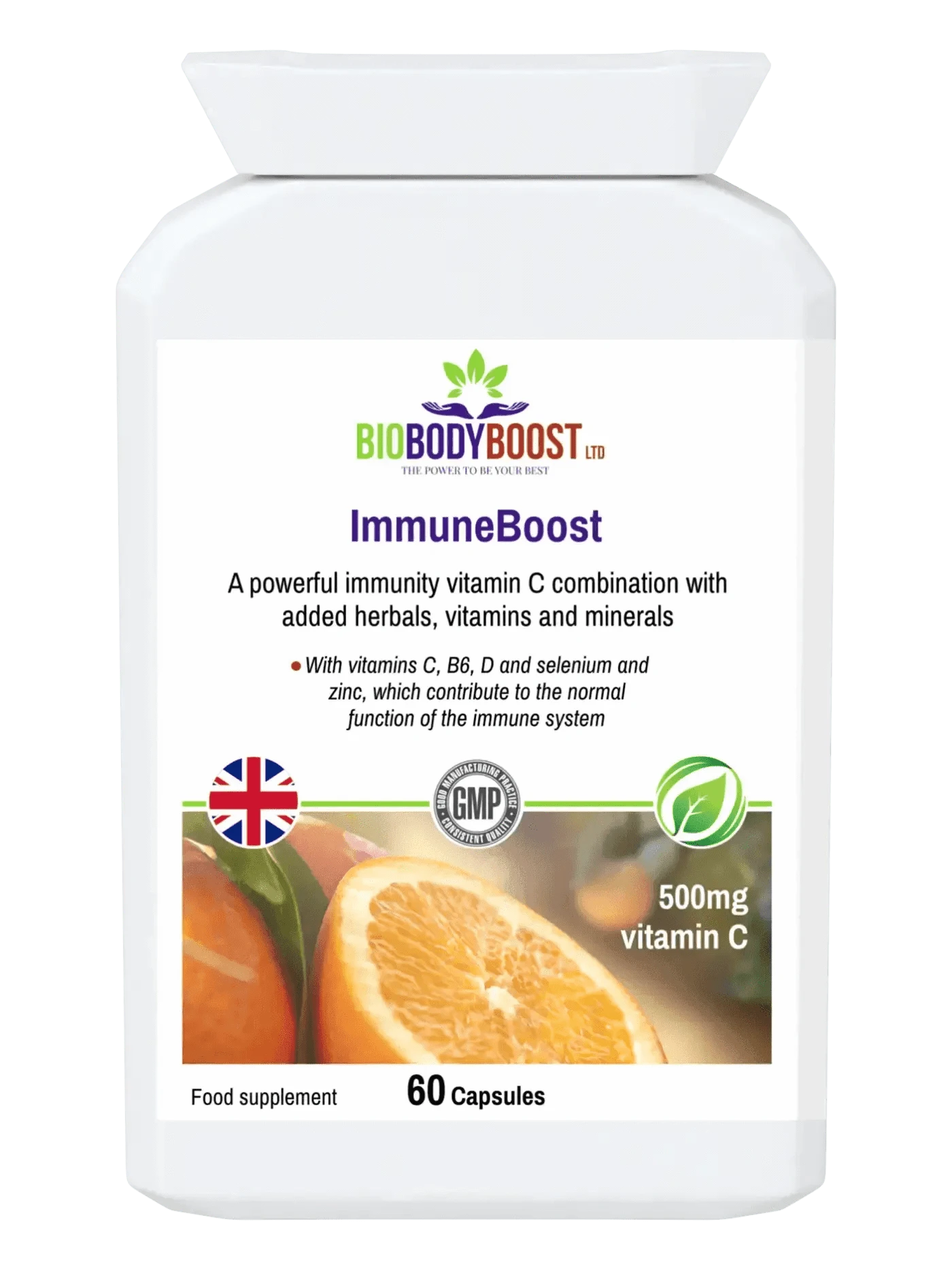 BioBodyBoost Vitamins & Supplements ImmuneBoost - Herbal Vitamin C Complex with Reishi Mushroom & Probiotics