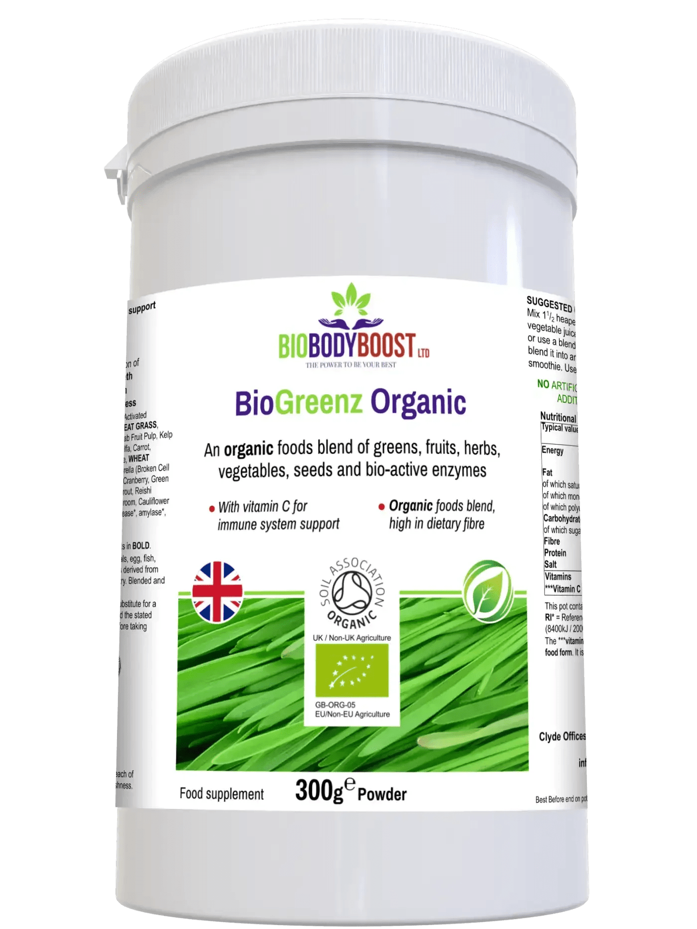 BioGreenz Organic Green Meal Shake - Complete Plant-Based Nutrition - BioBodyBoost