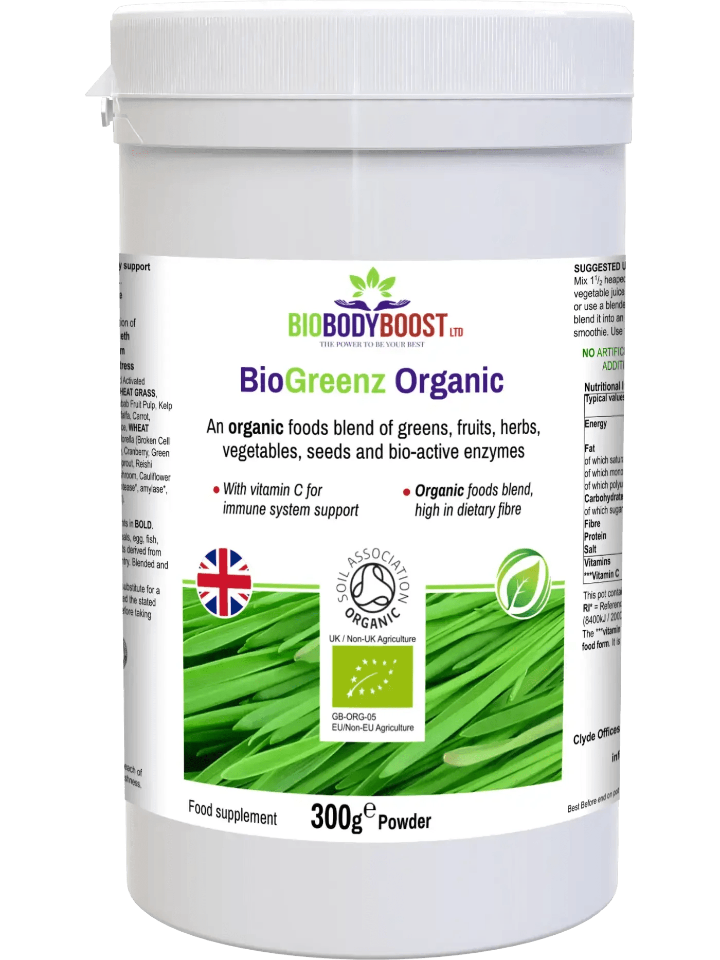 BioGreenz Organic Green Meal Shake - Complete Plant-Based Nutrition - BioBodyBoost