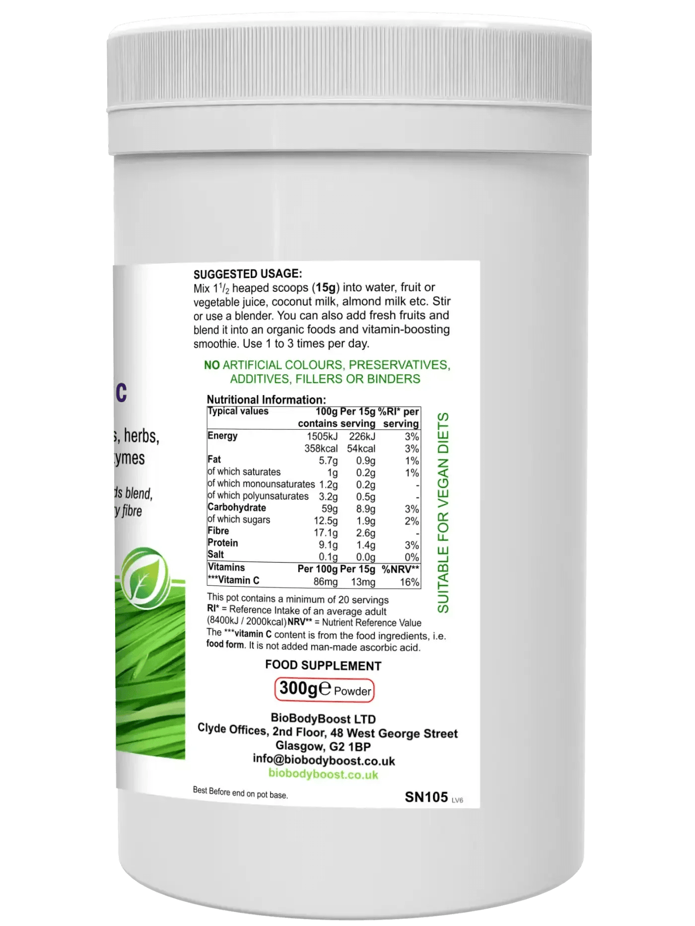 BioGreenz Organic Green Meal Shake - Complete Plant-Based Nutrition - BioBodyBoost