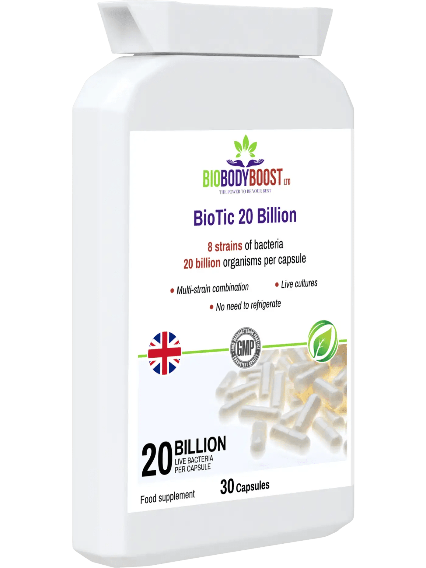 BioTic 20 Billion - Vegan Probiotic - BioBodyBoost