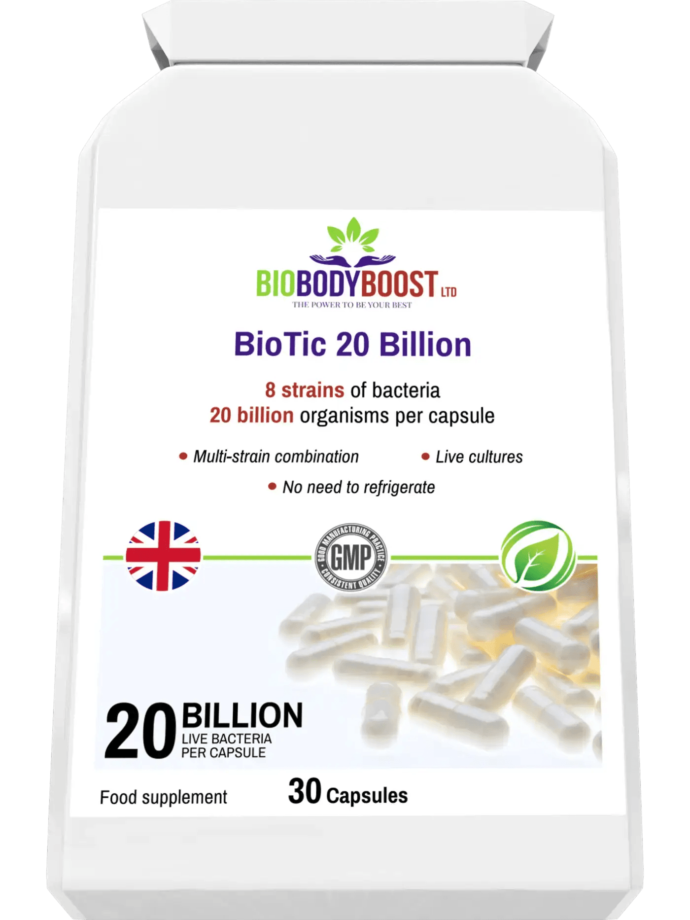 BioTic 20 Billion - Vegan Probiotic - BioBodyBoost