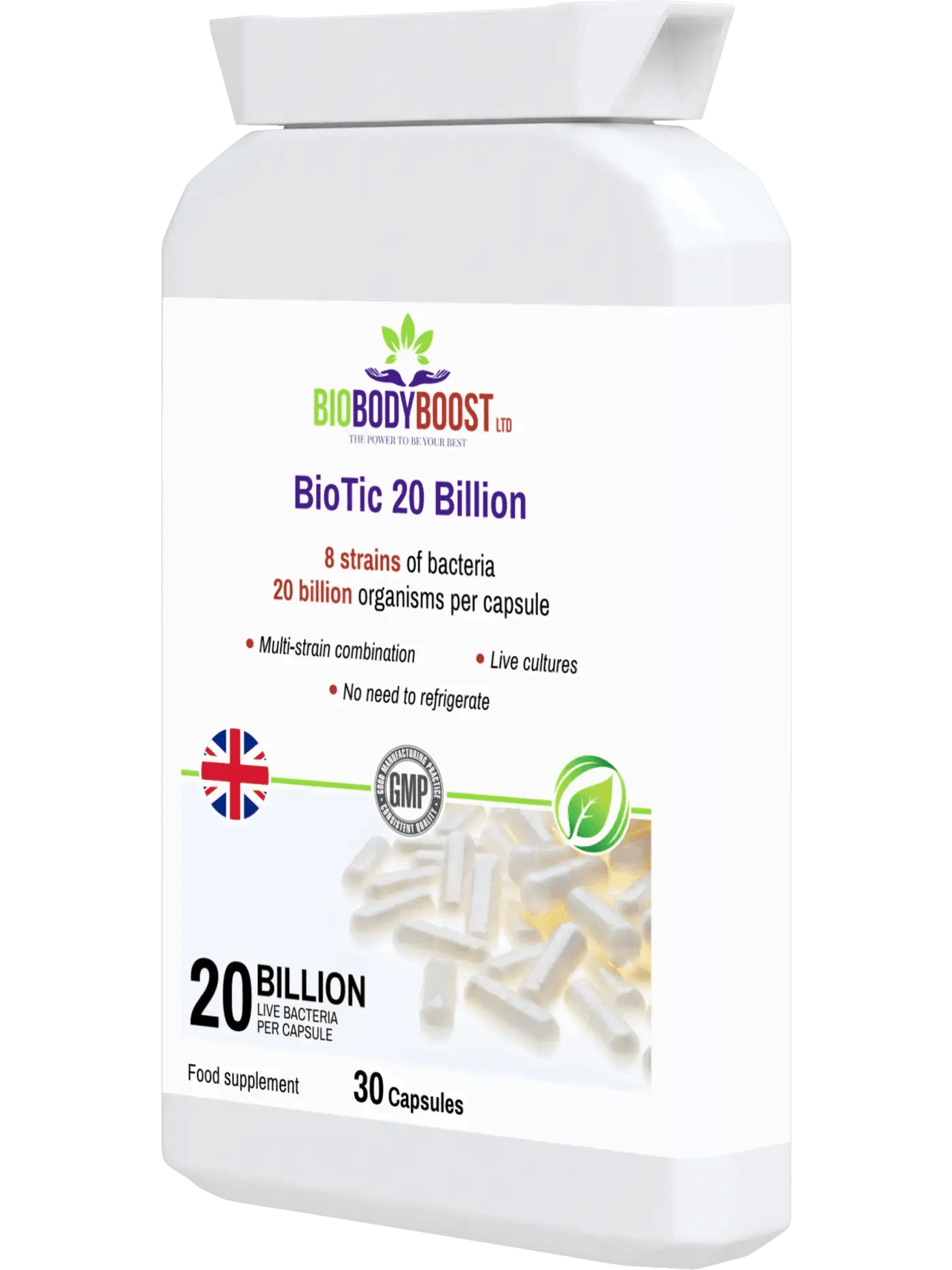 BioTic 20 Billion - Vegan Probiotic - BioBodyBoost