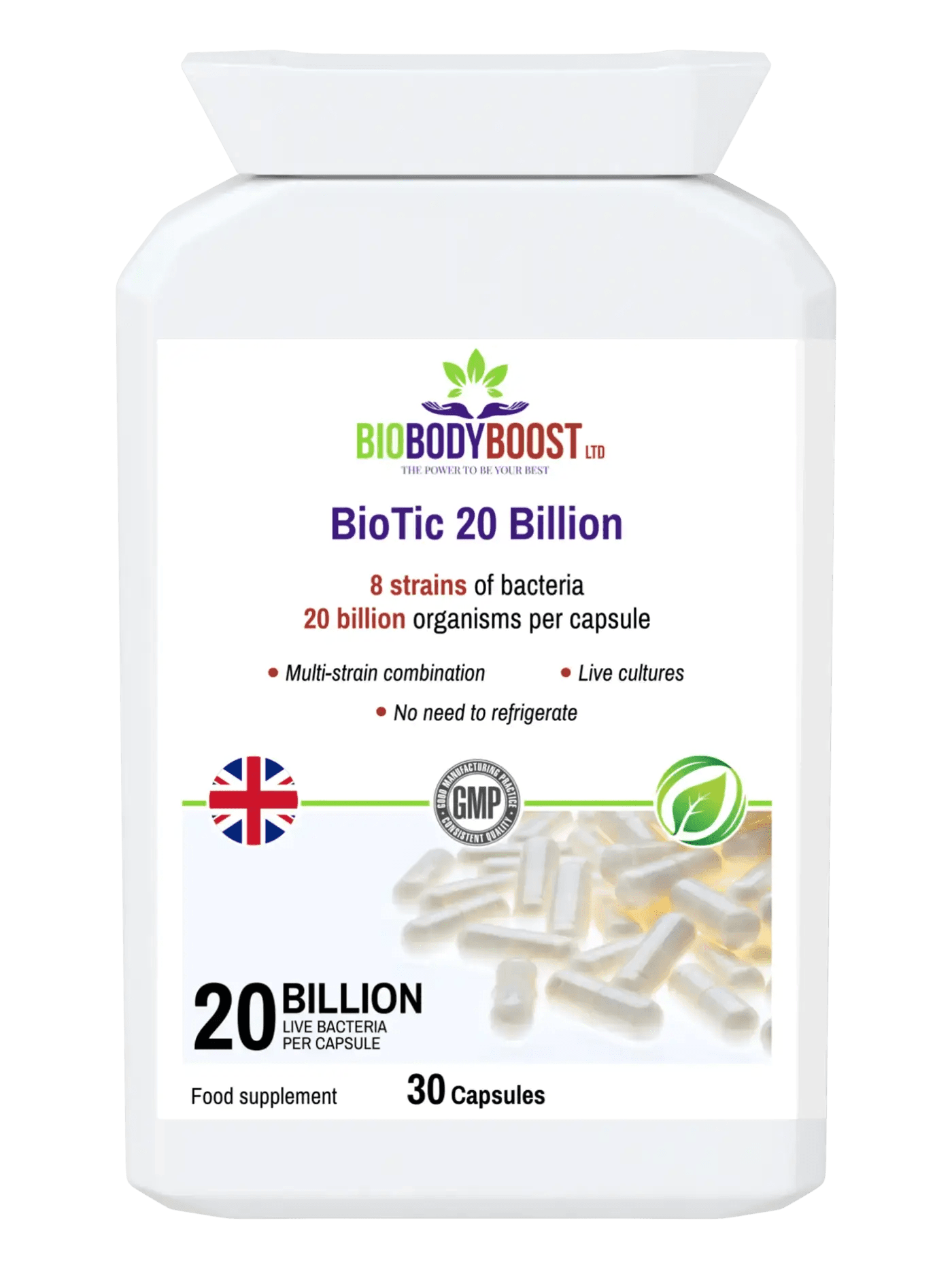 BioTic 20 Billion - Vegan Probiotic - BioBodyBoost