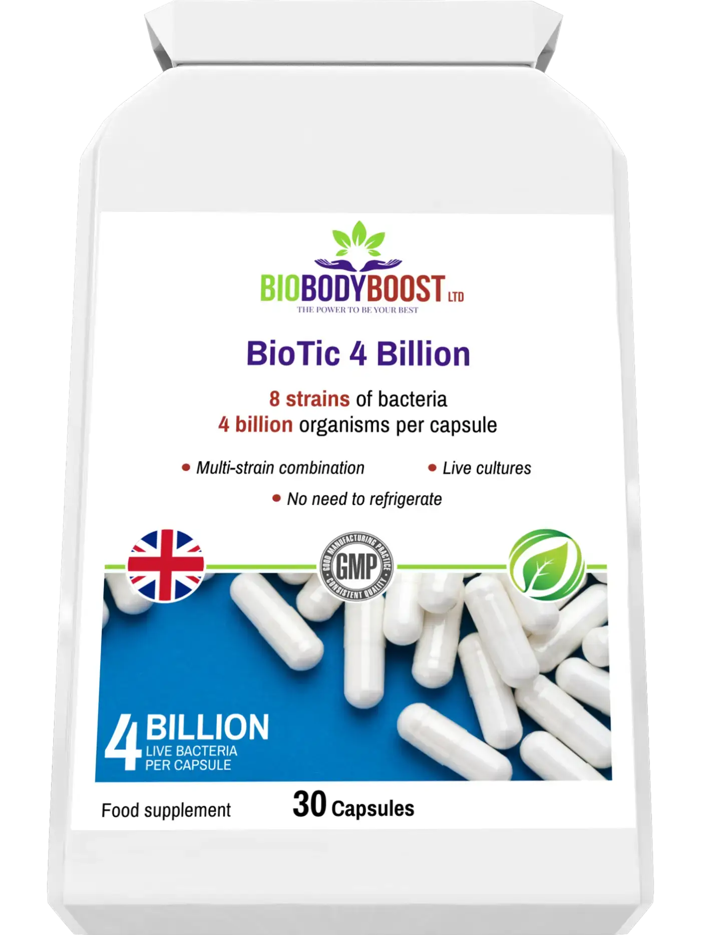 BioTic 4 Billion Multi-Strain Live Culture Combination - Premium Vitamins & Supplements from BioBodyBoost - Just £11.99! Shop now at BioBodyBoost