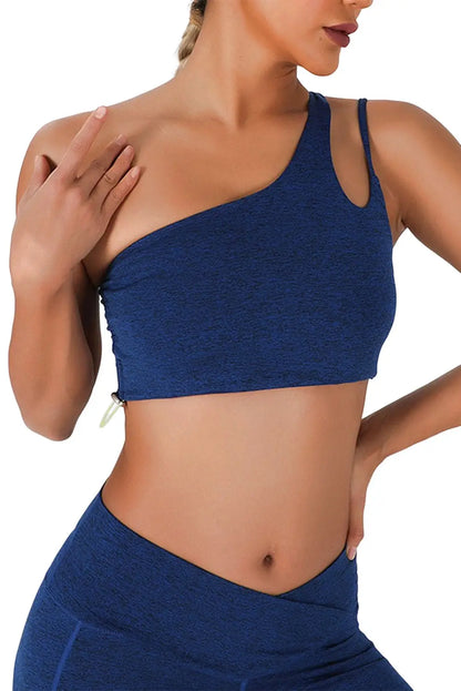 Black Cut Out One Shoulder Cropped Sports Bra - Activewear