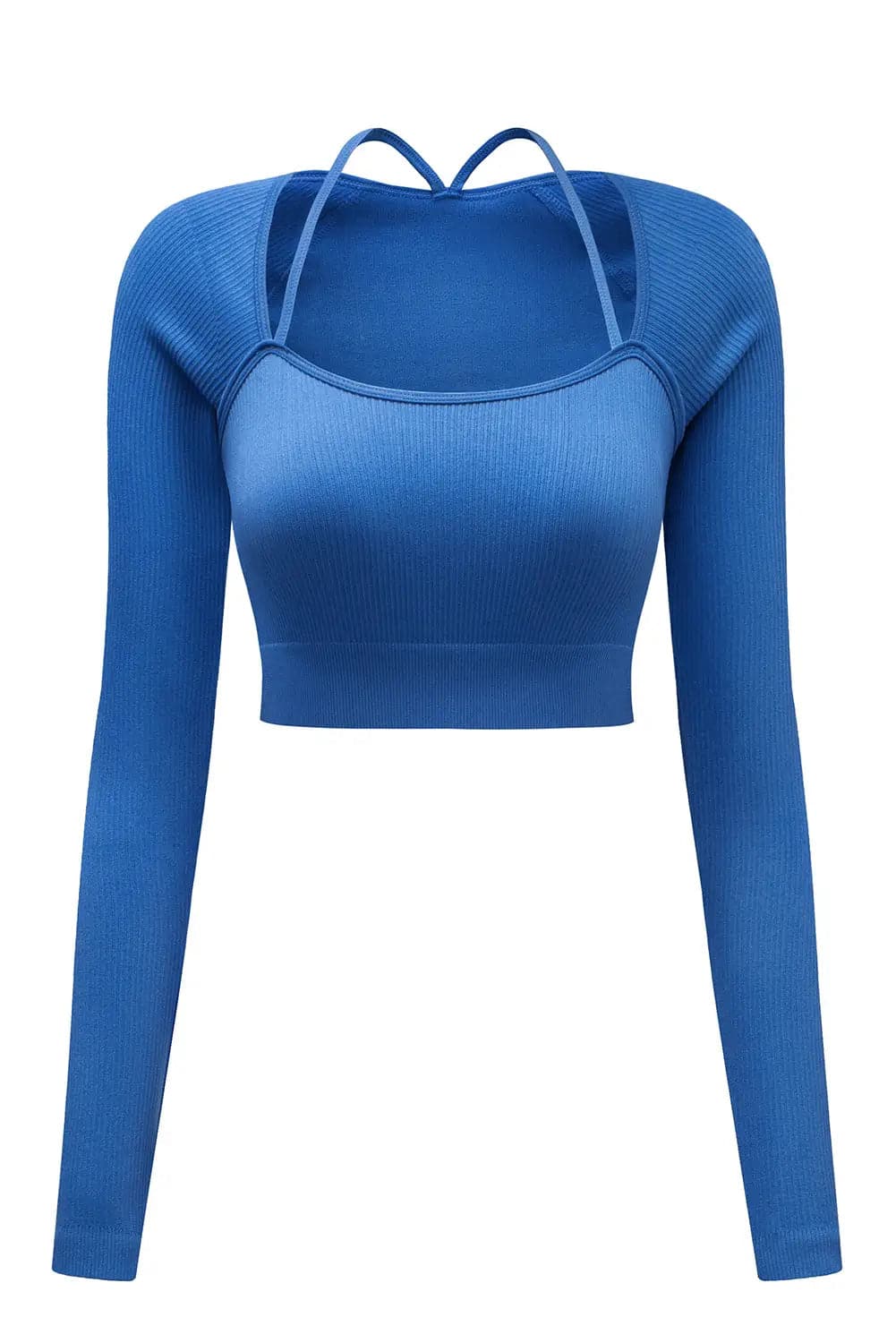 Women's Black Ribbed Crop Yoga Top | Long Sleeve Activewear - BioBodyBoost - Premium Sports Tops from BioBodyBoost - Just £18.96! Shop now at BioBodyBoost