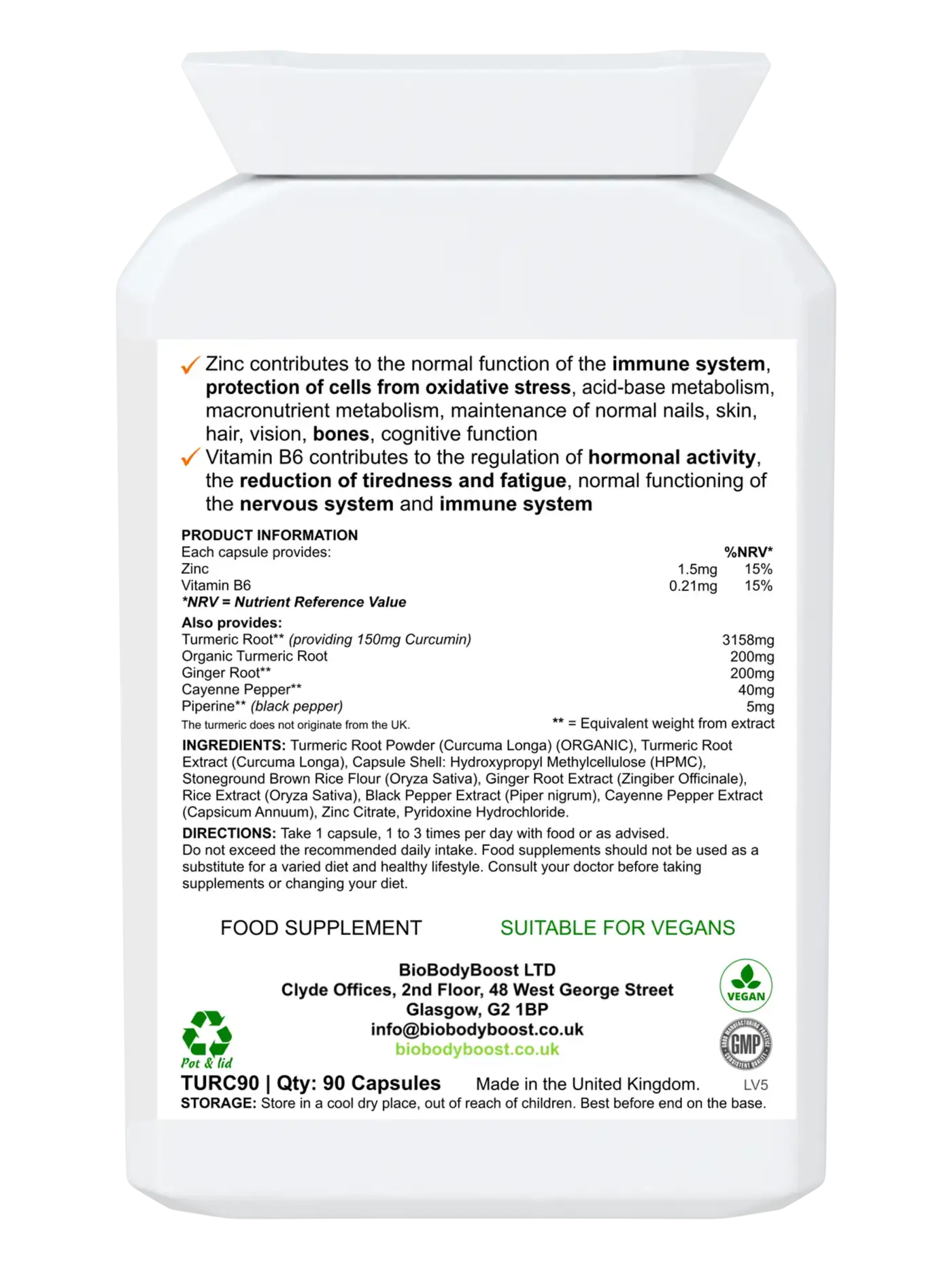 CurcuminBoost - Turmeric Herbal Combination - Premium Vitamins & Supplements from BioBodyBoost - Just £16.99! Shop now at BioBodyBoost