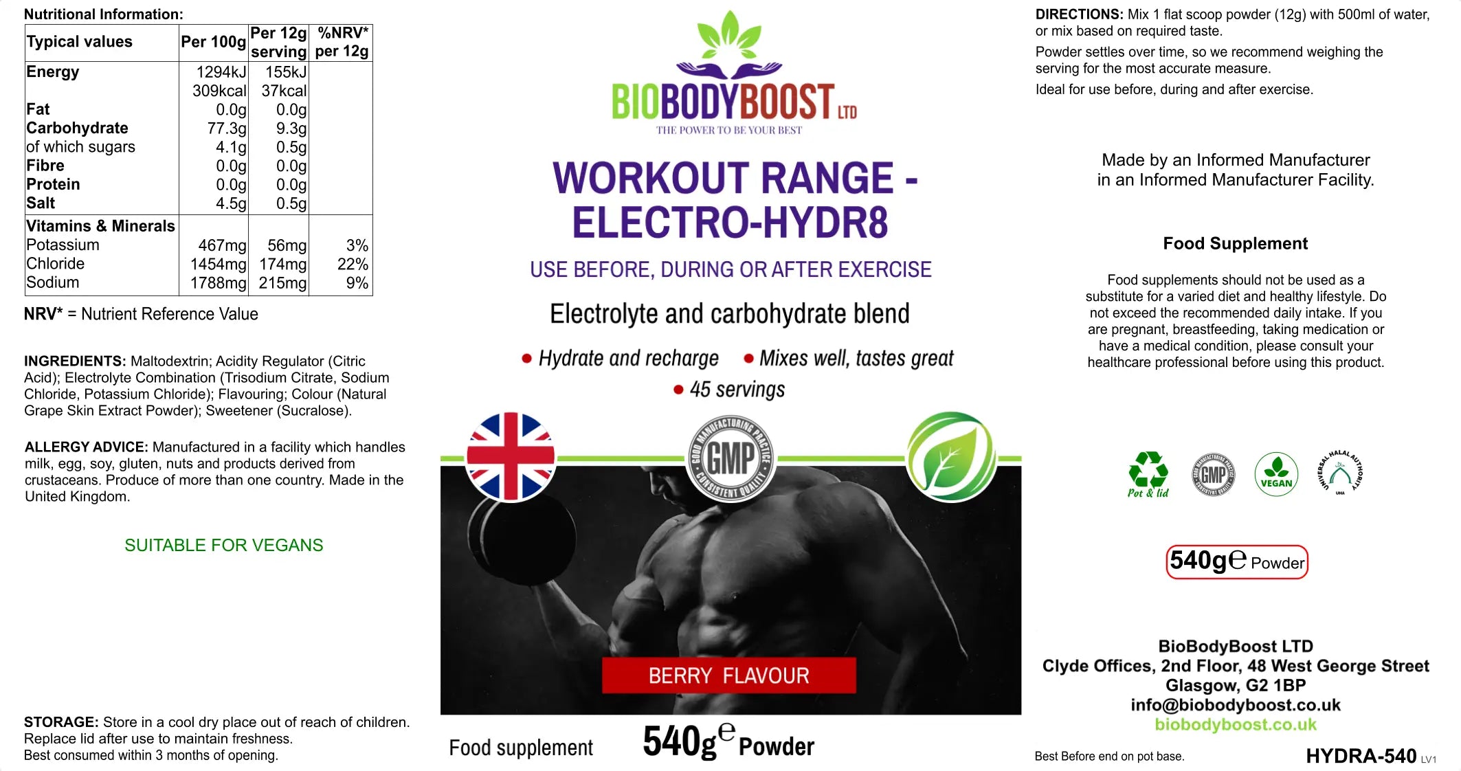 Electro-Hidr8 - Workout Range - Electrolytes