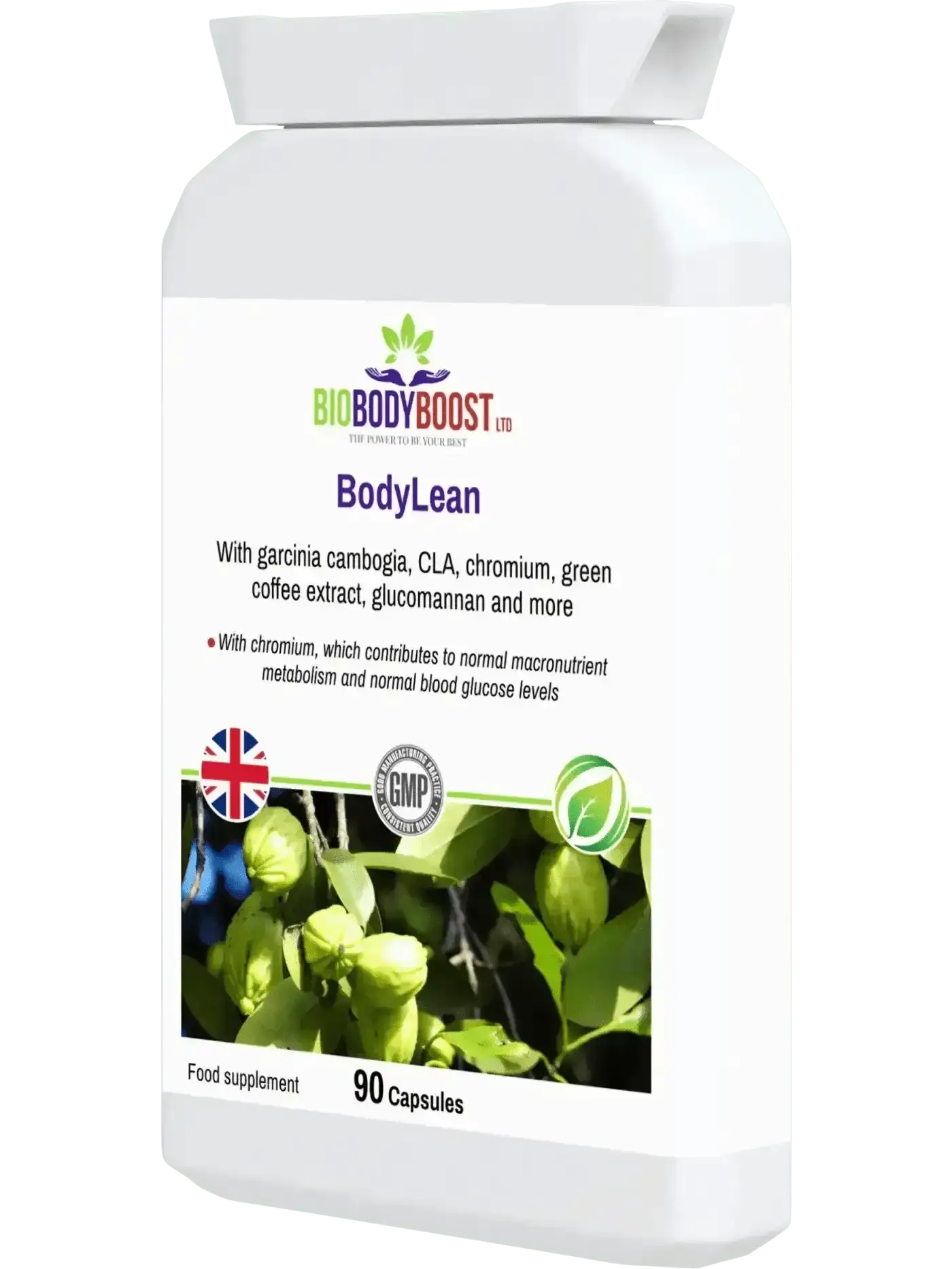 BodyLean garcinia complex UK — green coffee and green tea metabolism formula, side view