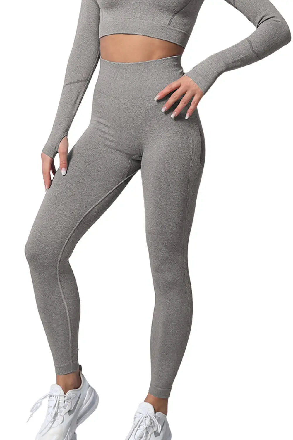 Gray Butt Lift High Waist Ankle Length Yoga Pants - Activewear