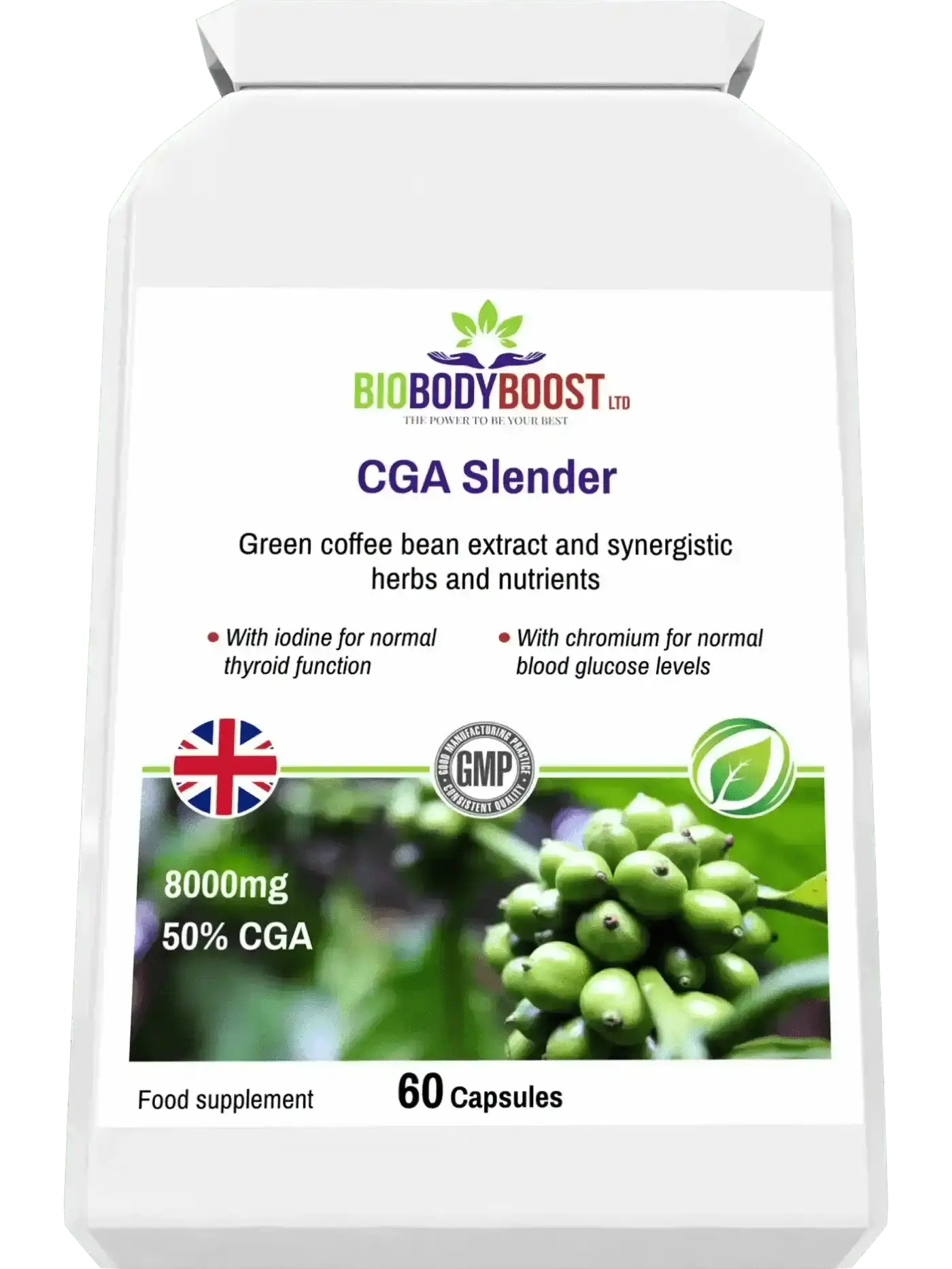 CGA Slender weight management supplement lifestyle shot UK — BioBodyBoost high-strength green coffee CGA complex