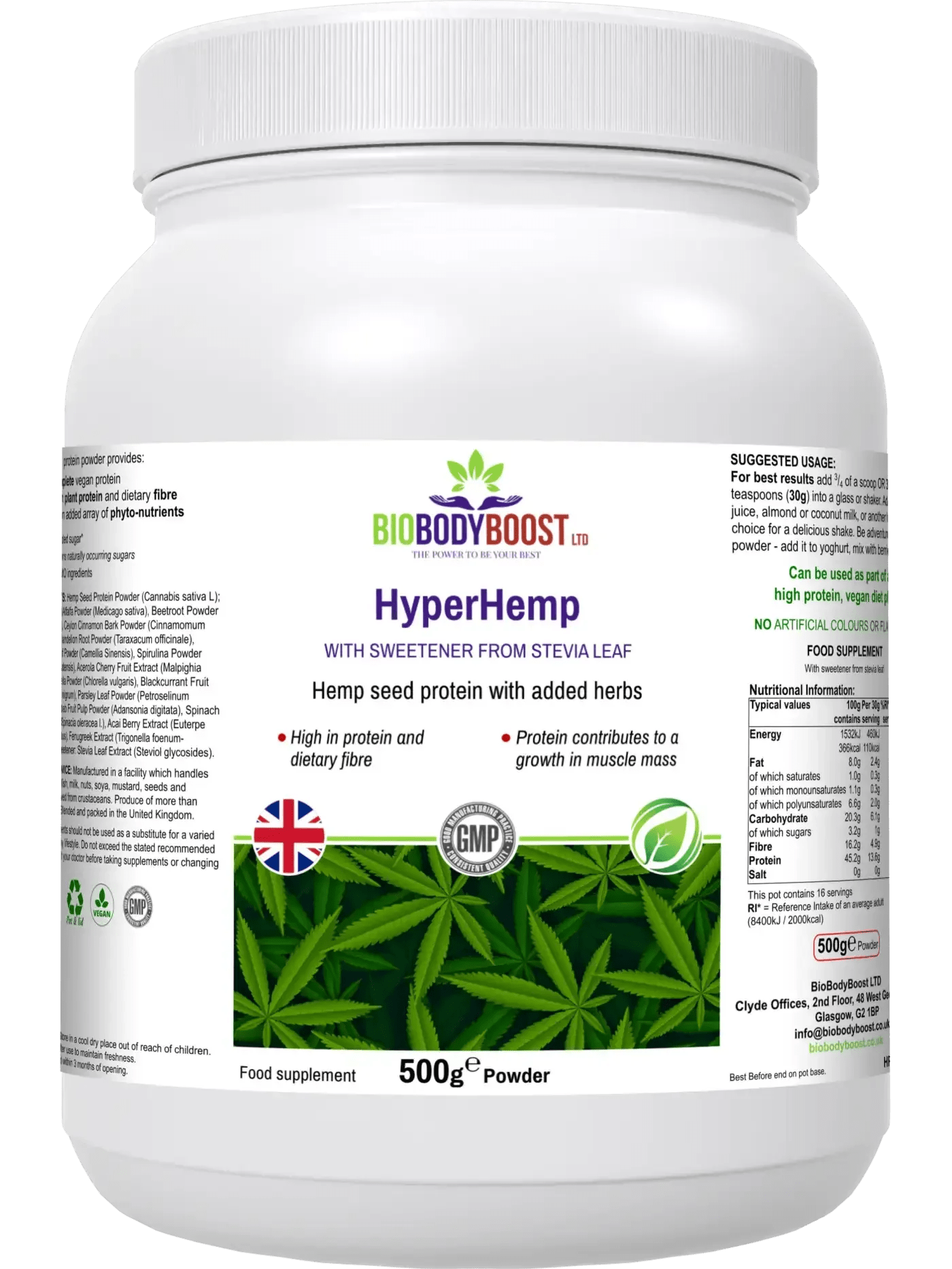 HyperHemp - Vegan Protein Powder (Hemp Seed) - Powders