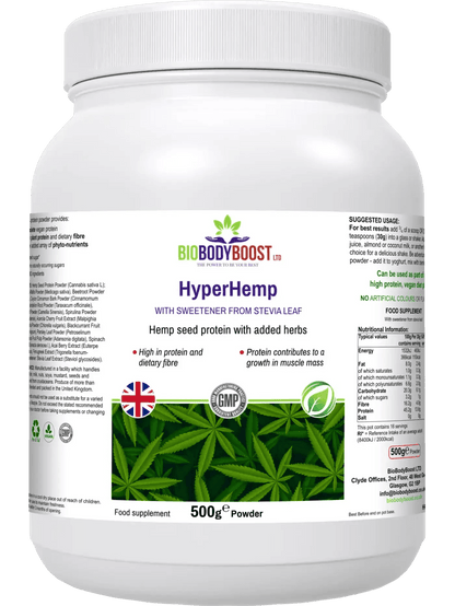 HyperHemp - Vegan Protein Powder (Hemp Seed) - BioBodyBoost