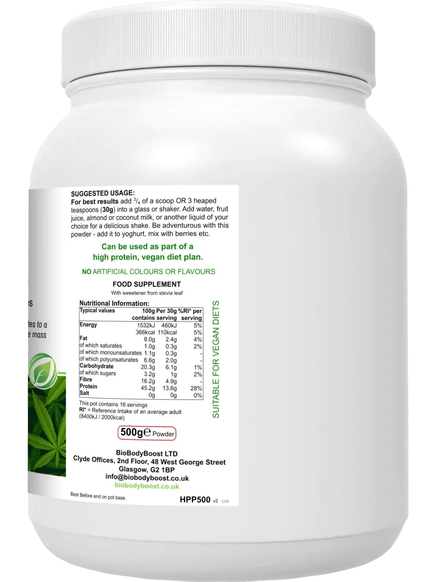 HyperHemp - Vegan Protein Powder (Hemp Seed) - BioBodyBoost