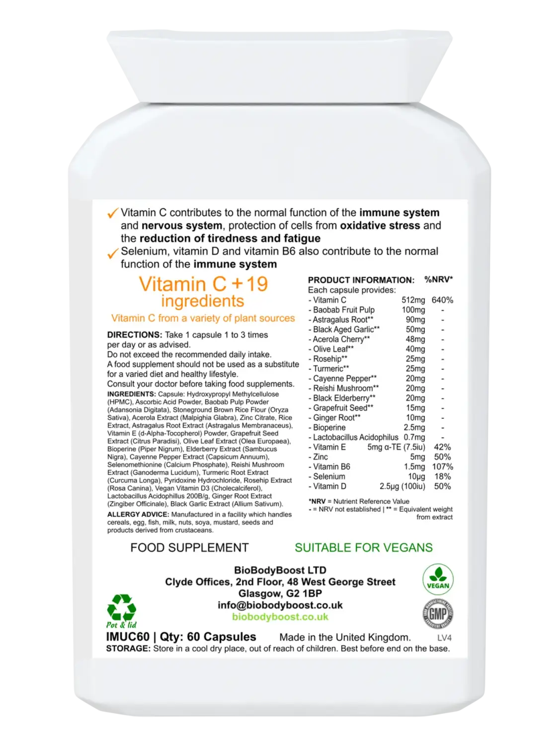 ImmuneBoost Vitamin C Complex - Vitamins & Supplements normal function reishi