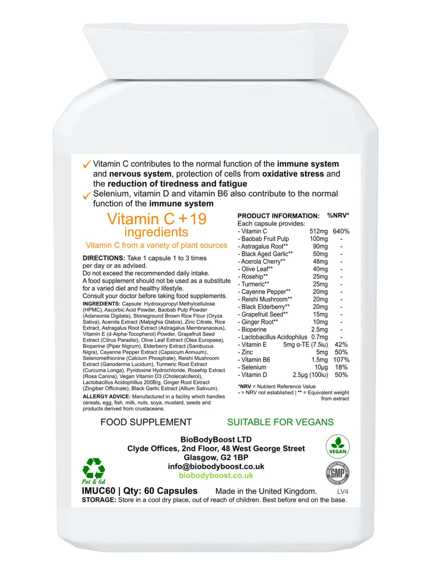 ImmuneBoost Vitamin C Complex - Premium Vitamins & Supplements from BioBodyBoost - Just £14.99! Shop now at BioBodyBoost
