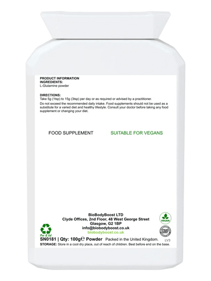 L-Glutamine Boost - Amino Acid Powder - BioBodyBoost