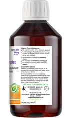 Liposomal Vitamin C Complex 300ml bottle UK — 500mg vitamin C per 5ml with rosehip and bilberry by BioBodyBoost, orange flavour front view