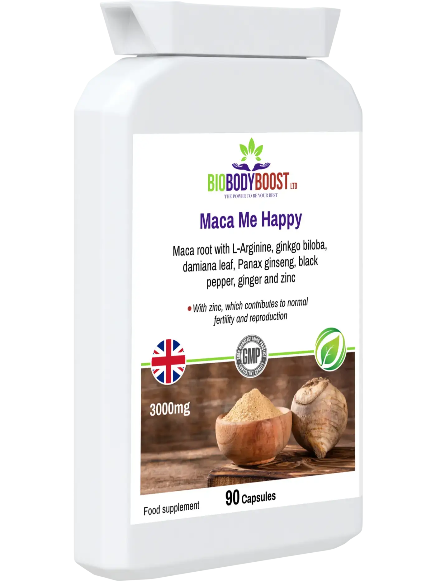 Maca Me Happy - Maca Root, Herbs and Minerals - Premium Vitamins & Supplements from BioBodyBoost - Just £12.99! Shop now at BioBodyBoost