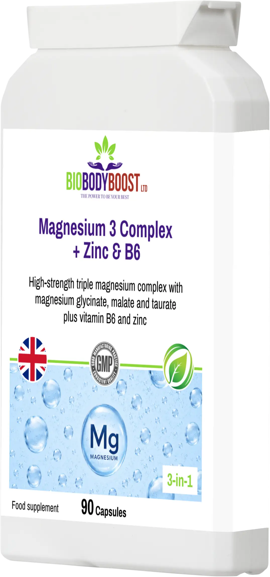 Magnesium Triple Complex UK — glycinate for sleep malate for energy taurate for heart health, 90 capsules