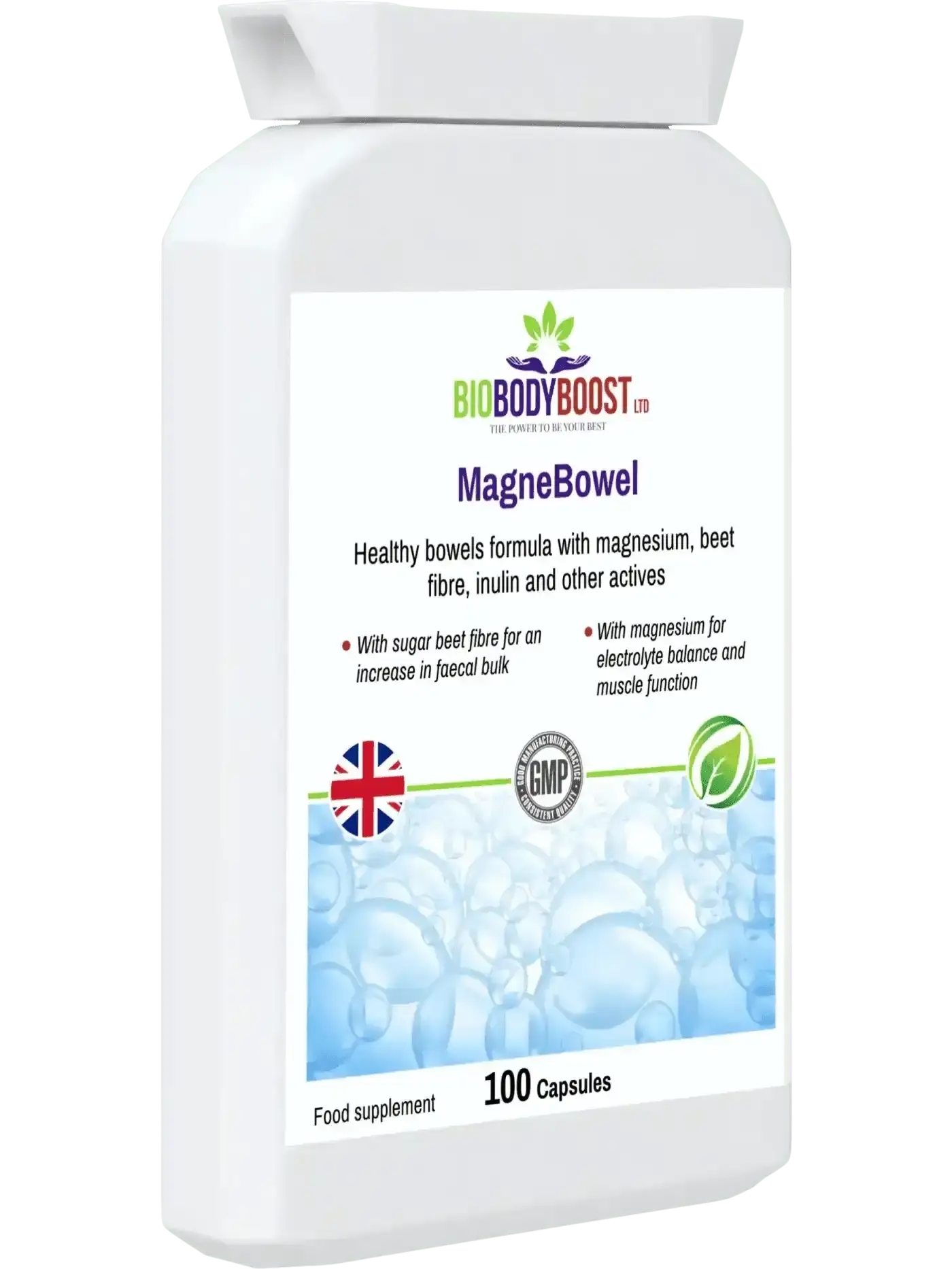 BioBodyBoost MagneBowel high-potency magnesium supplement UK — fatigue and nervous system support, kosher certified