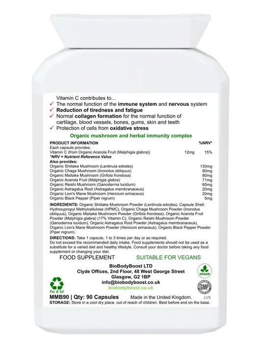 Bio Mushroom Boost - Organic Mushrooms Immunity Blend - Vitamins & Supplements