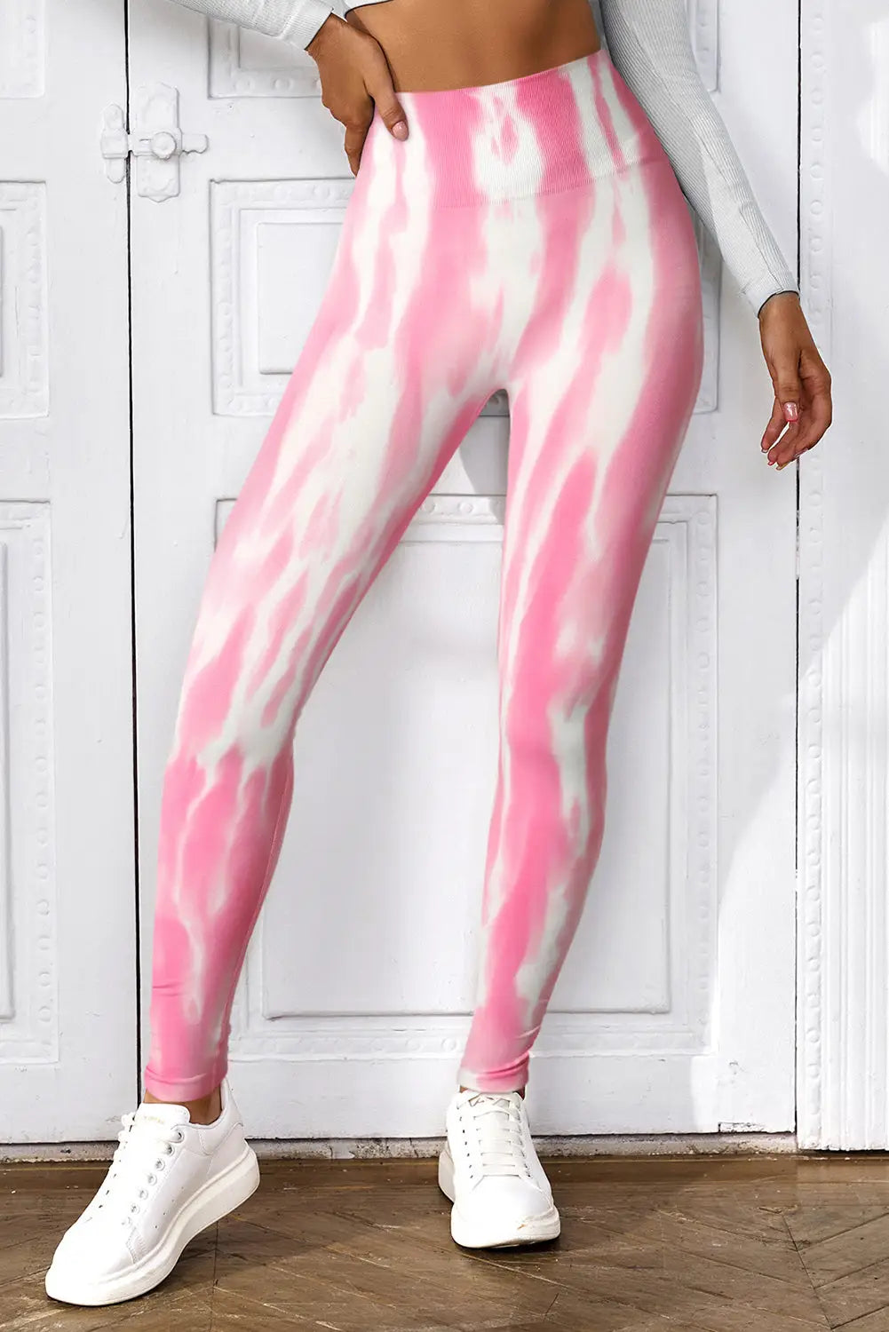 Pink Tie Dye Scrunched Active Pants - Activewear dye,pink