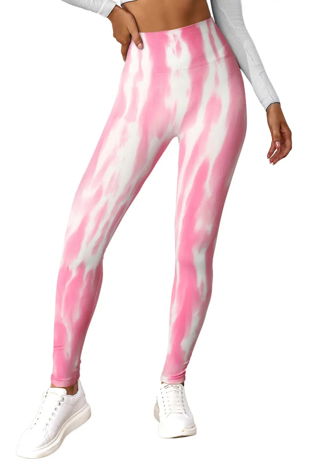 Pink Tie Dye Scrunched Active Pants - Activewear dye,pink