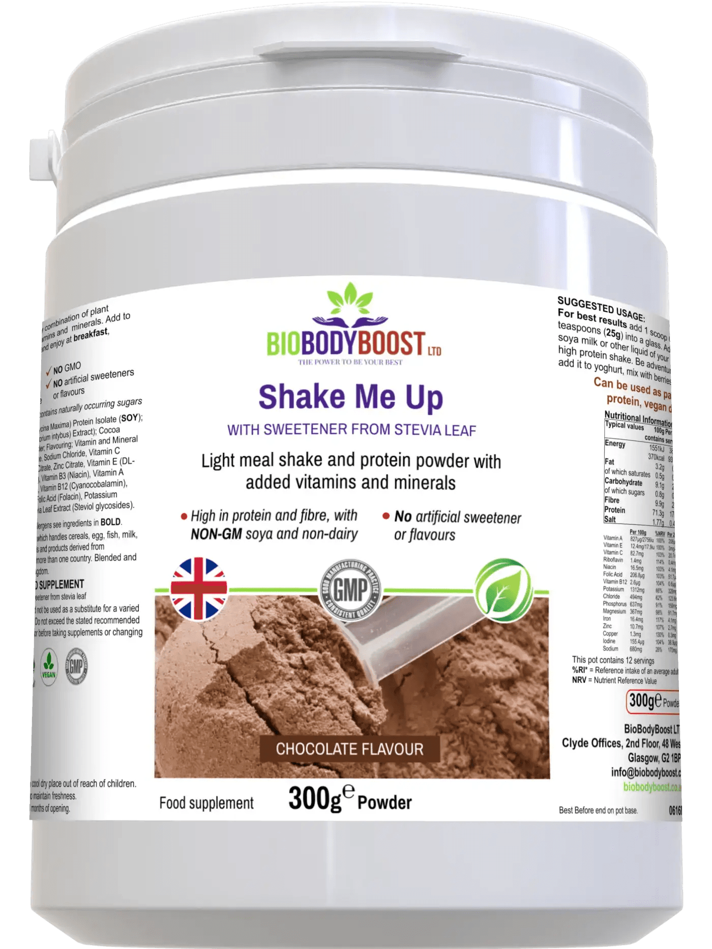 Shake Me Up (Chocolate flavour)- Vegan Protein Shake - BioBodyBoost