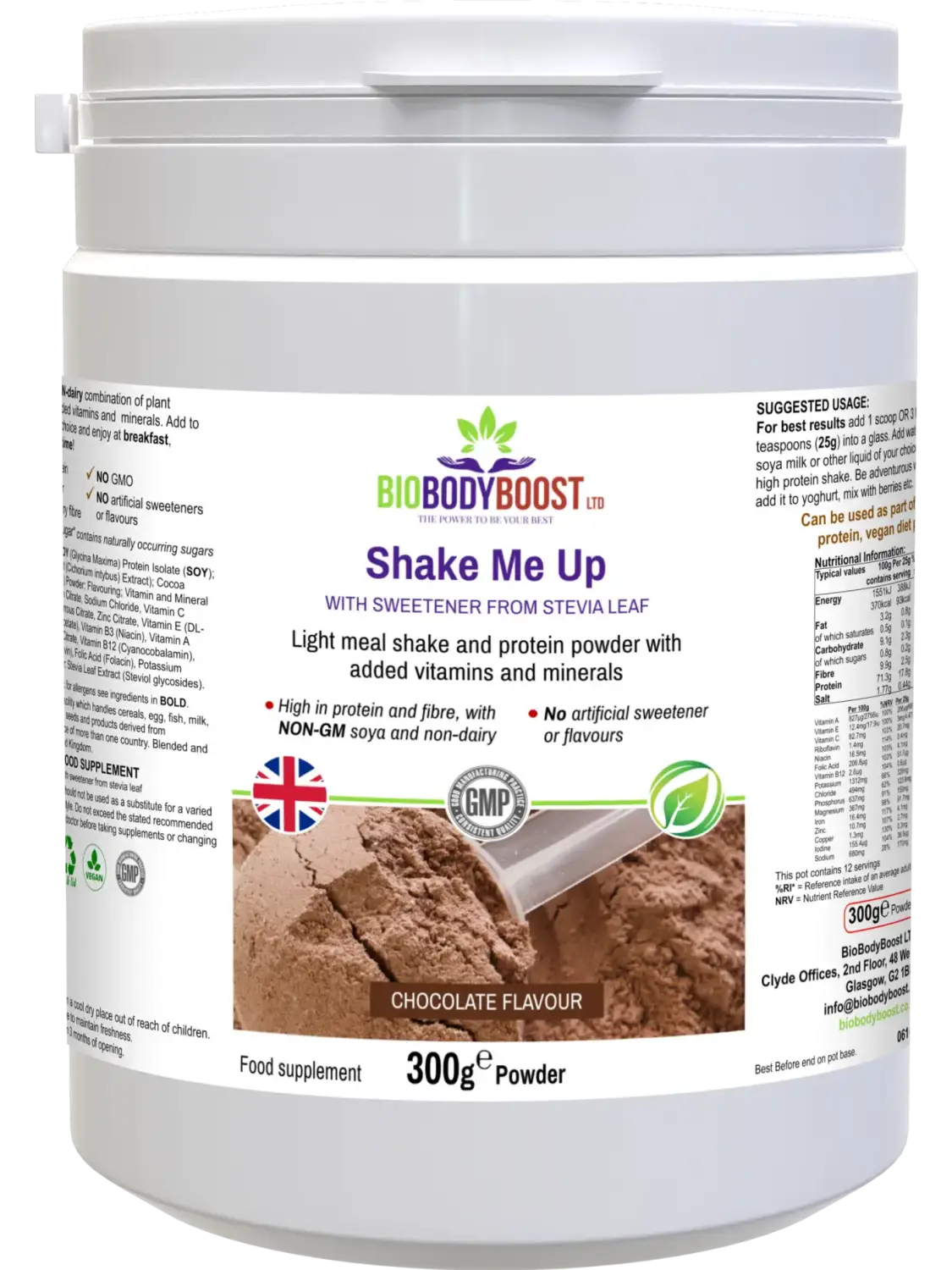 Shake Me Up (Chocolate flavour) - Vegan Protein - Diet Shakes normal energy - yielding metabolism