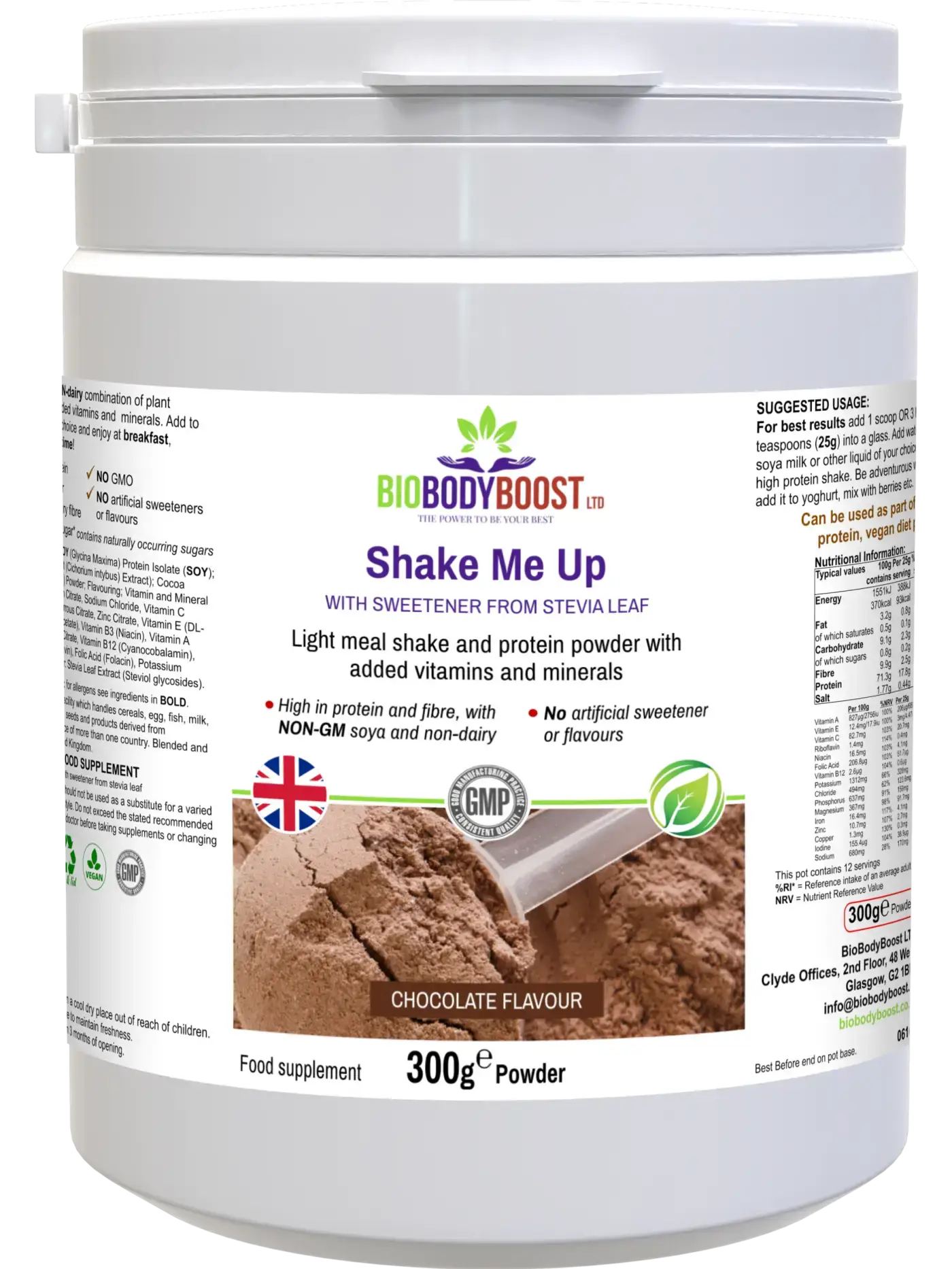 Shake Me Up (Chocolate flavour)- Vegan Protein Shake - Premium Diet Protein Shakes from BioBodyBoost - Just £14.99! Shop now at BioBodyBoost