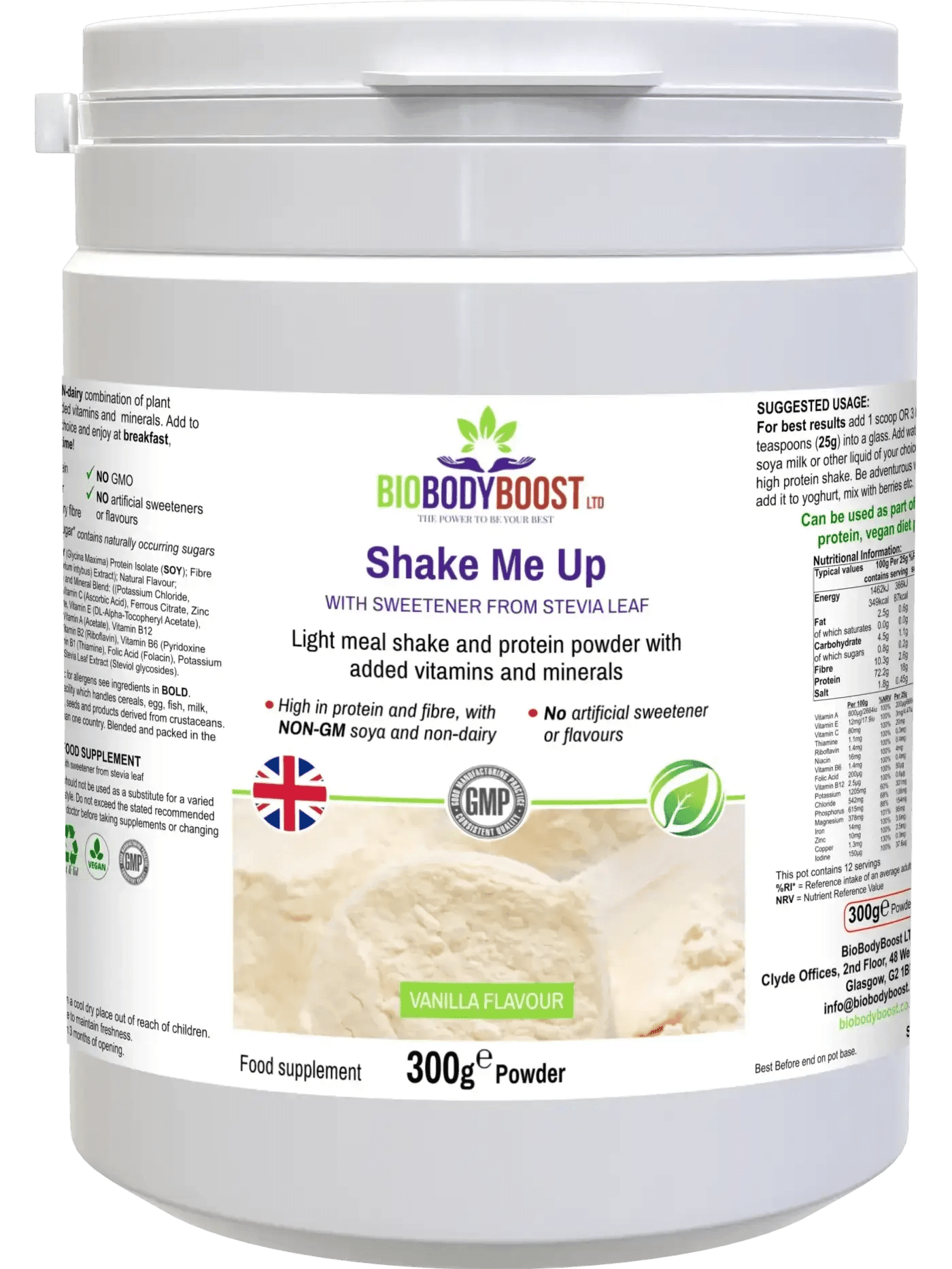 Shake Me Up (vanilla flavor) - Vegan Protein Powder Blend - BioBodyBoost