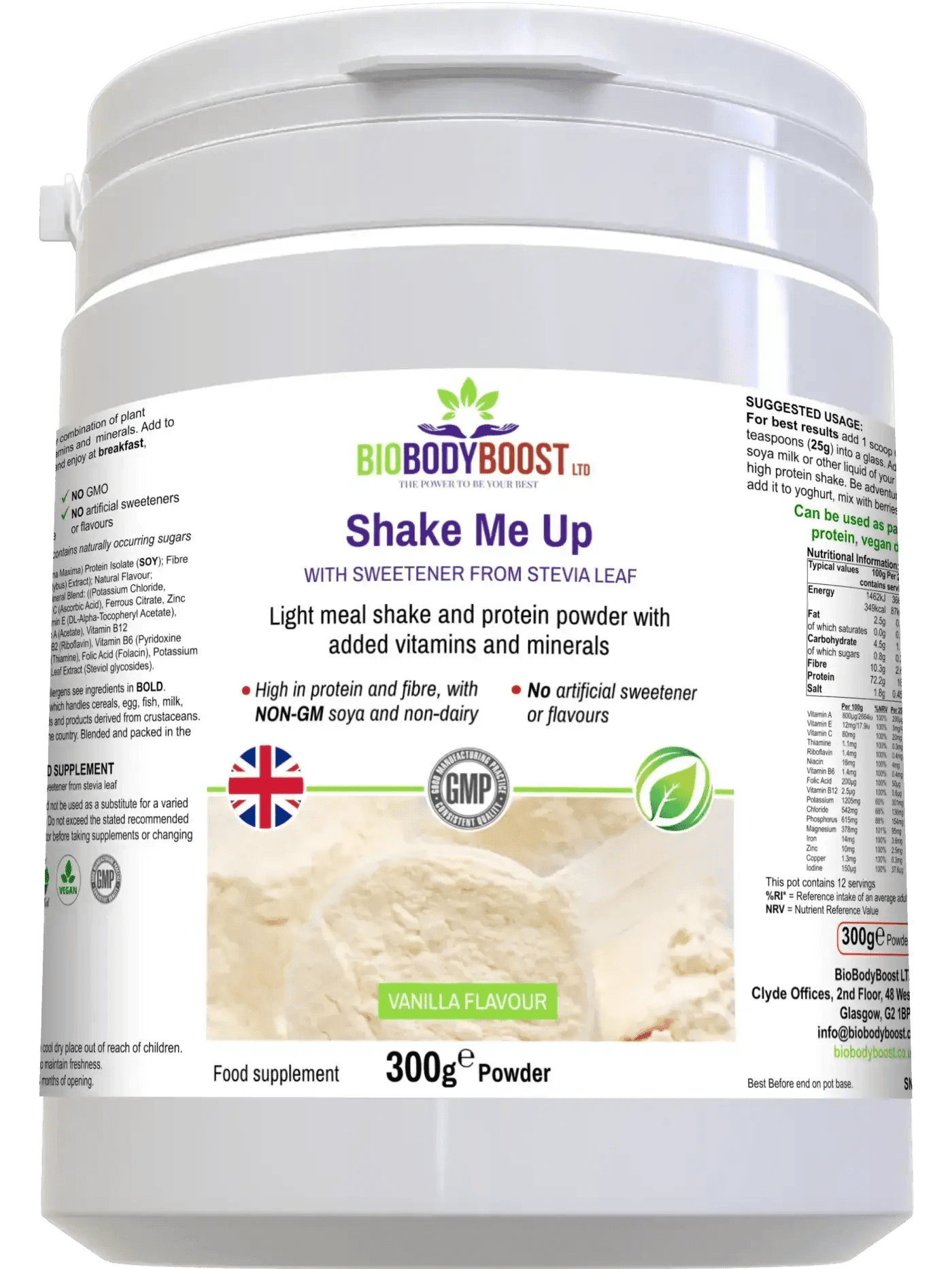 Shake Me Up (vanilla flavor) - Vegan Protein Powder Blend - BioBodyBoost