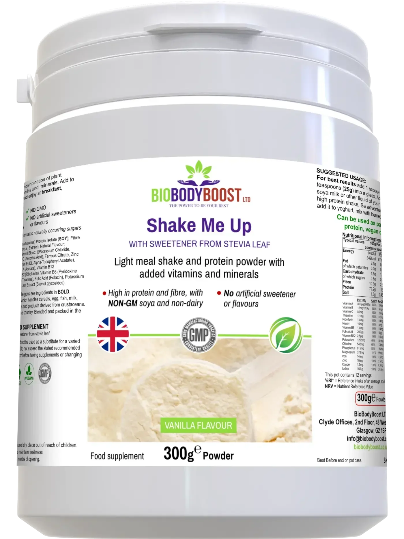Shake Me Up (vanilla flavor) Vegan Protein Powder Blend - Diet Shakes normal energy - yielding metabolism